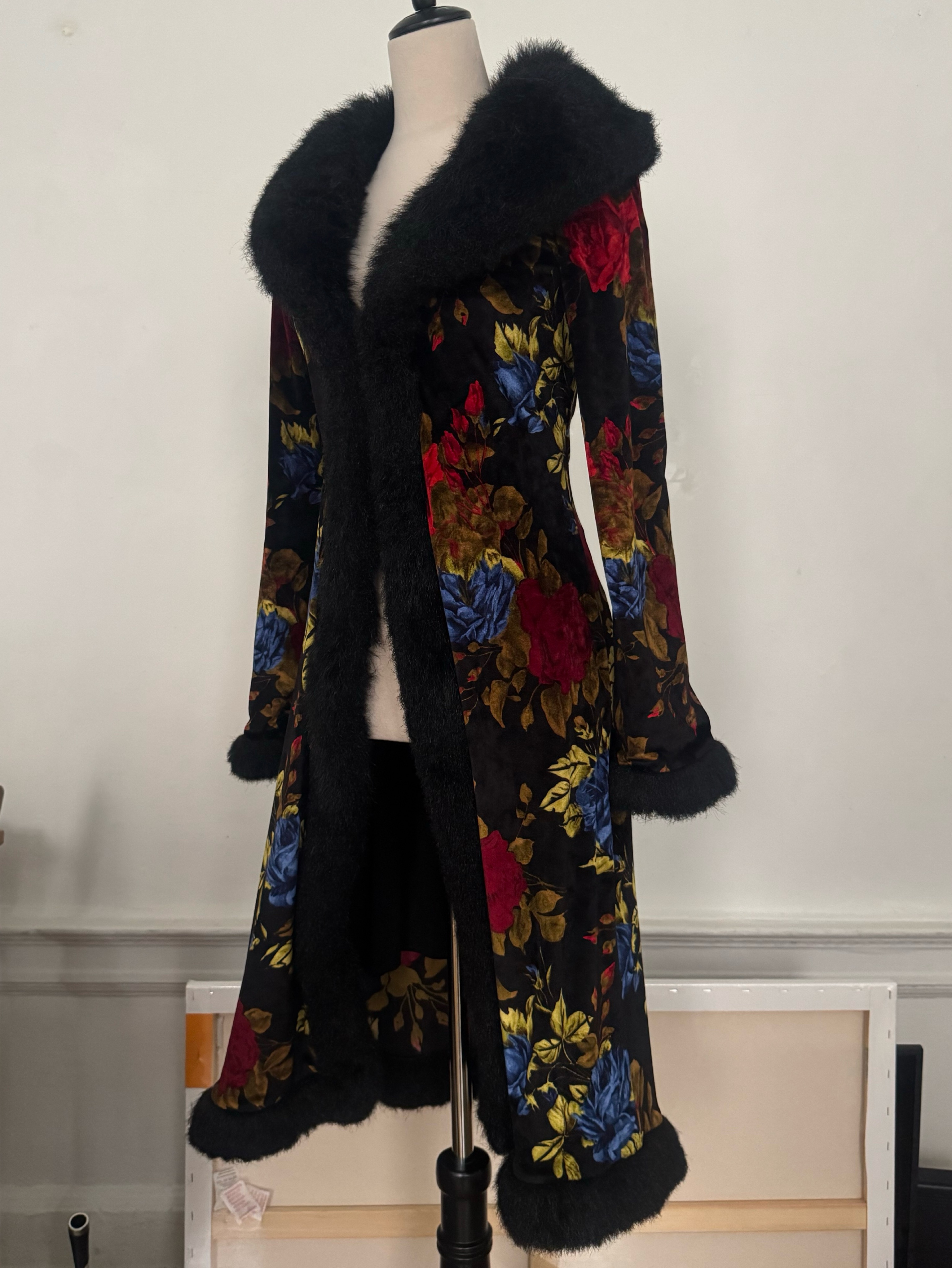 Vintage Betsey Johnson Floral Velvet Penny Lane Coat
