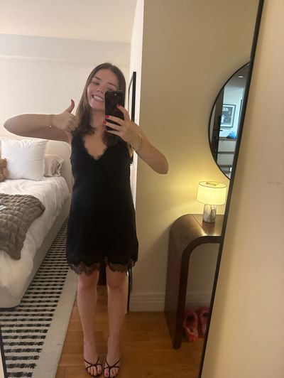 ニ*コ様 新品Ameria lace mini dress black andm Black Lace Trim Mini Dress by Aritzia | Pickle