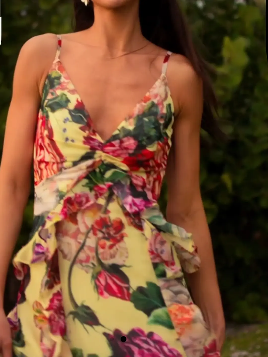 Dress the Population Jayden Gown Yellow Floral Ruffle, photo 3 of 6