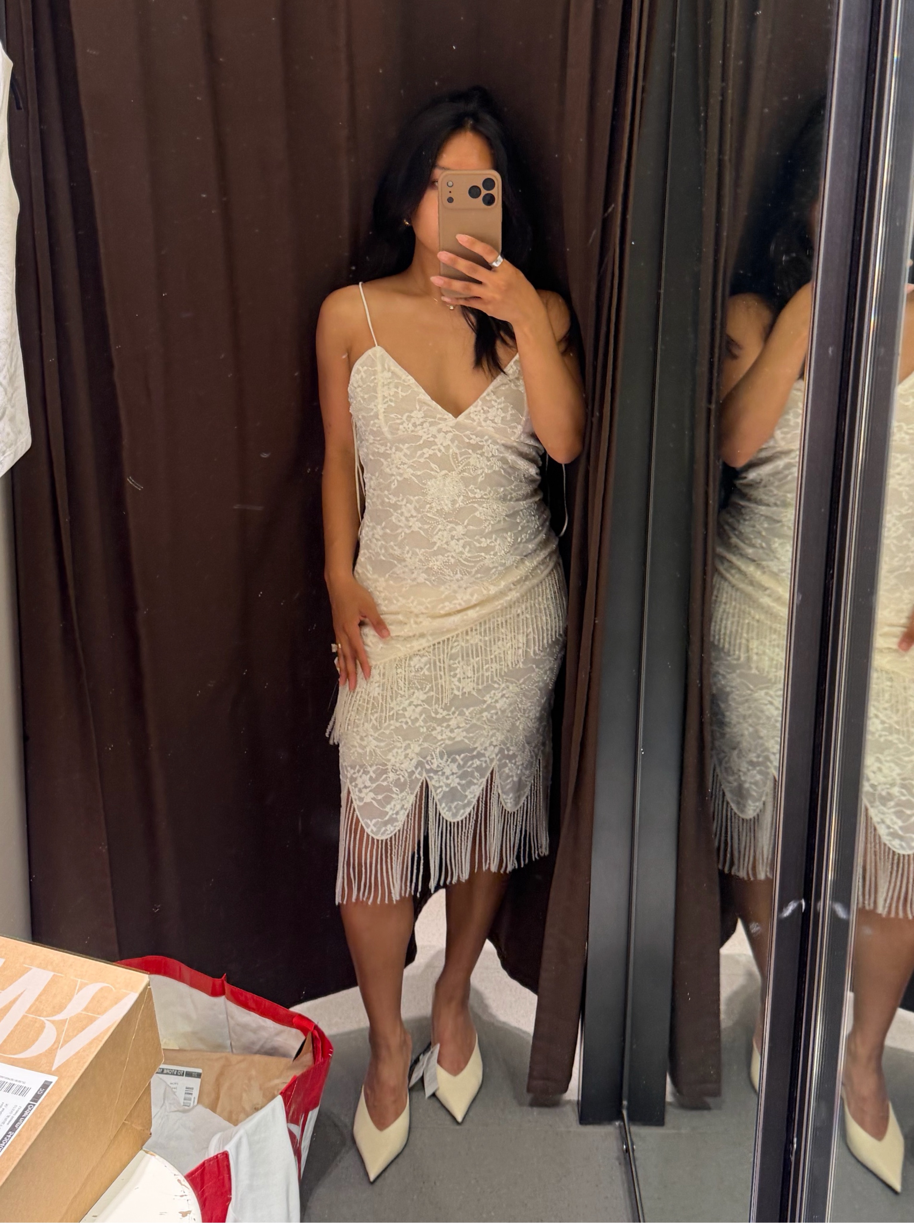 zara fringed midi dress Zara Zara FRINGED MIDI DRESS 109.00