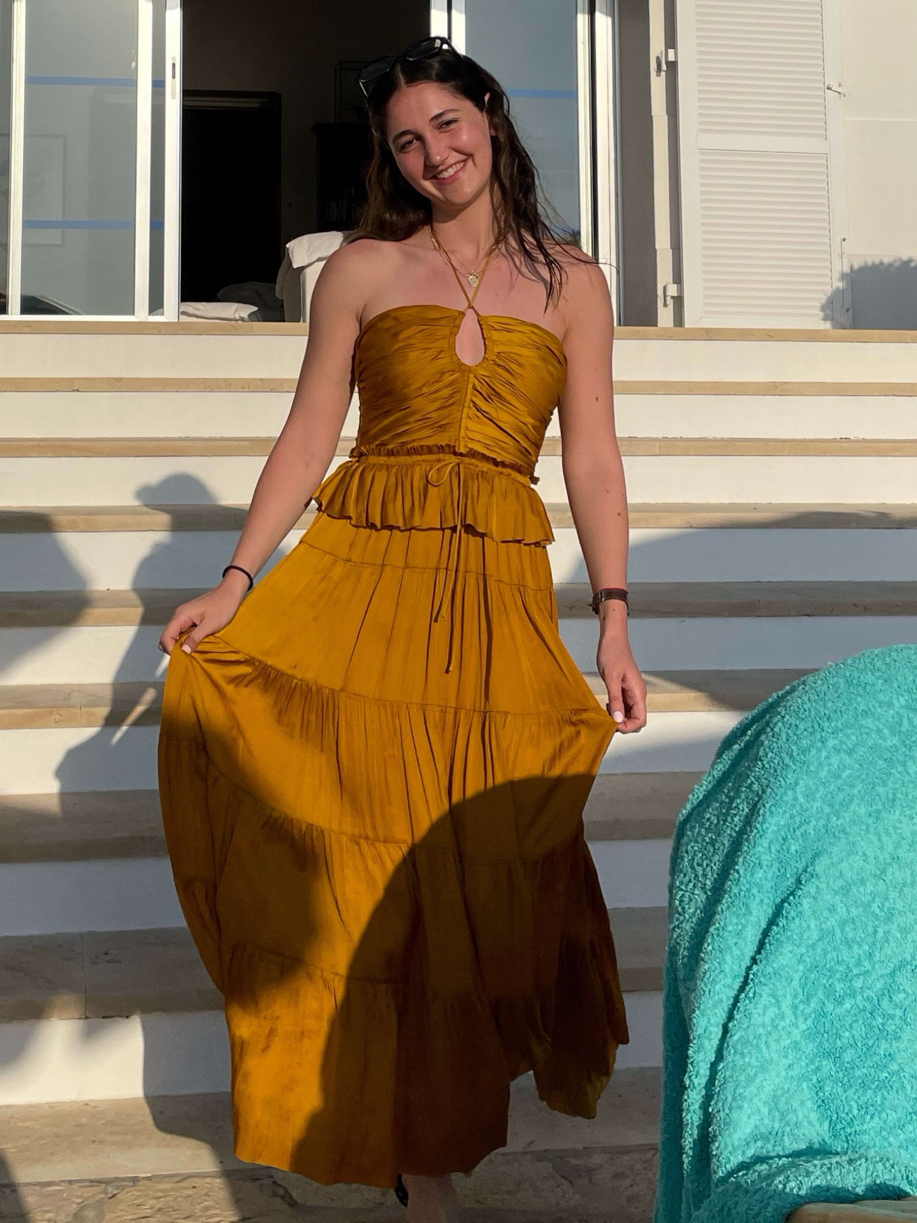 ulla johnson gold dress The Evelyn ~ hand-crocheted from black Italian cotton with swirling motifs, floral appliqu and painted with luminous foil creating an asymmetrical design detail Ulla Johnson Byzantine Handpainted Silk