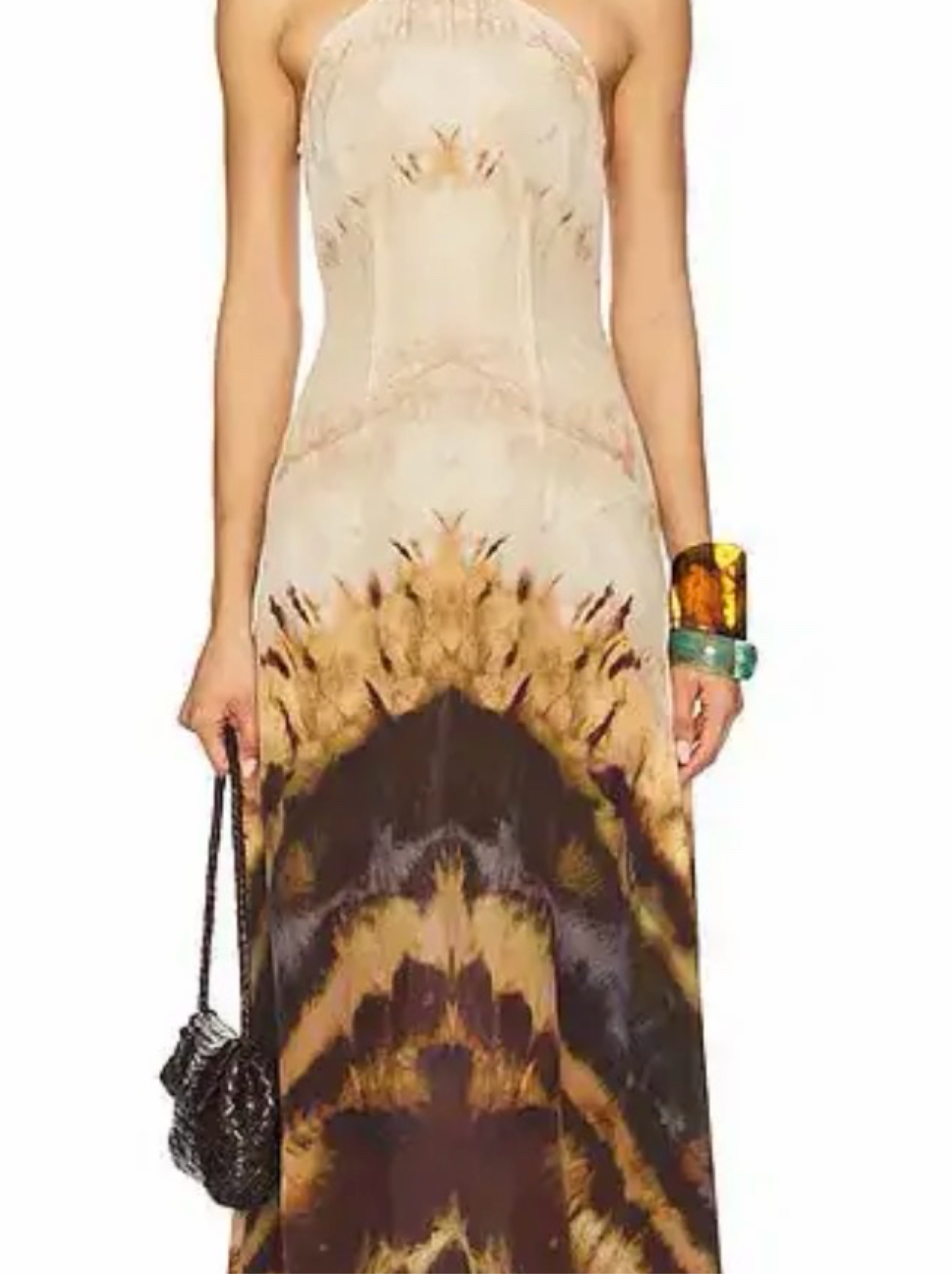 Kim Shui Multicolor Silk Halter Maxi Dress