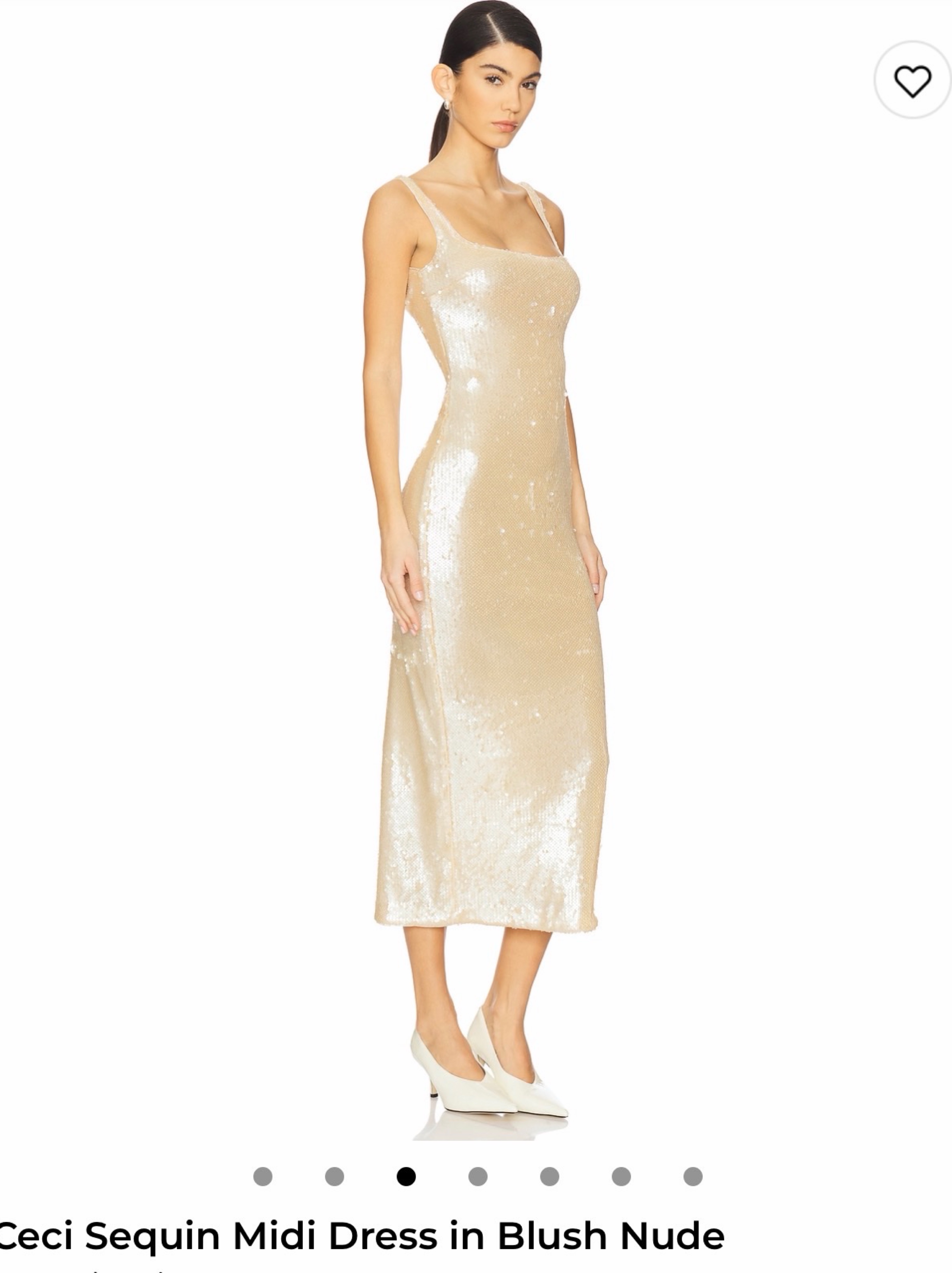 Ceci Sequin Blush Nude Midi Dress