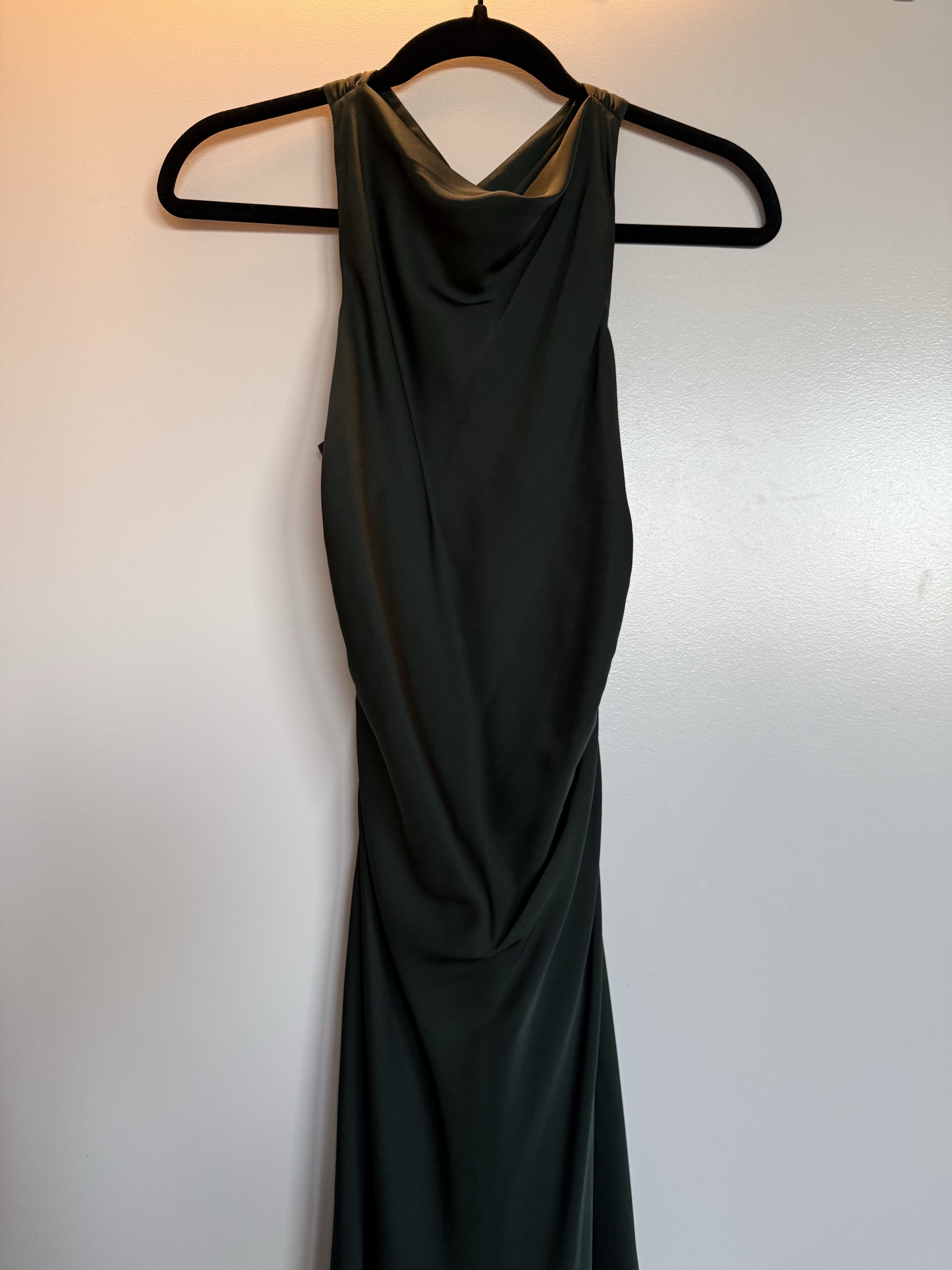 Quince Washable Stretch Silk High Neck Midi Dress - forest green by Quince - Pickle Quince Washable Stretch Silk High Neck Midi Dress - forest green by Quince - Pickle