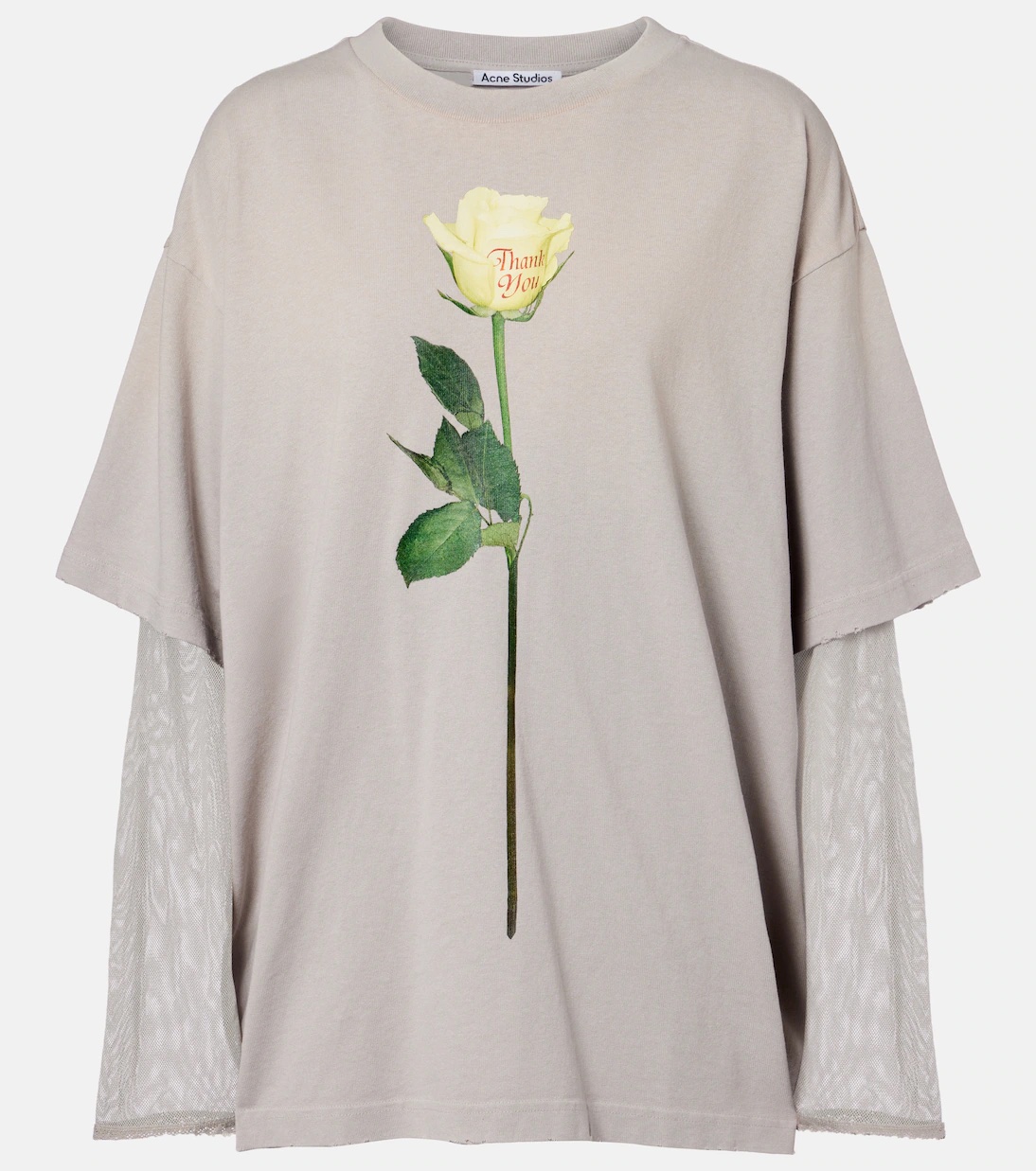 Acne Studios graphic t-shirt with mesh sleeve by Acne Studios - Pickle