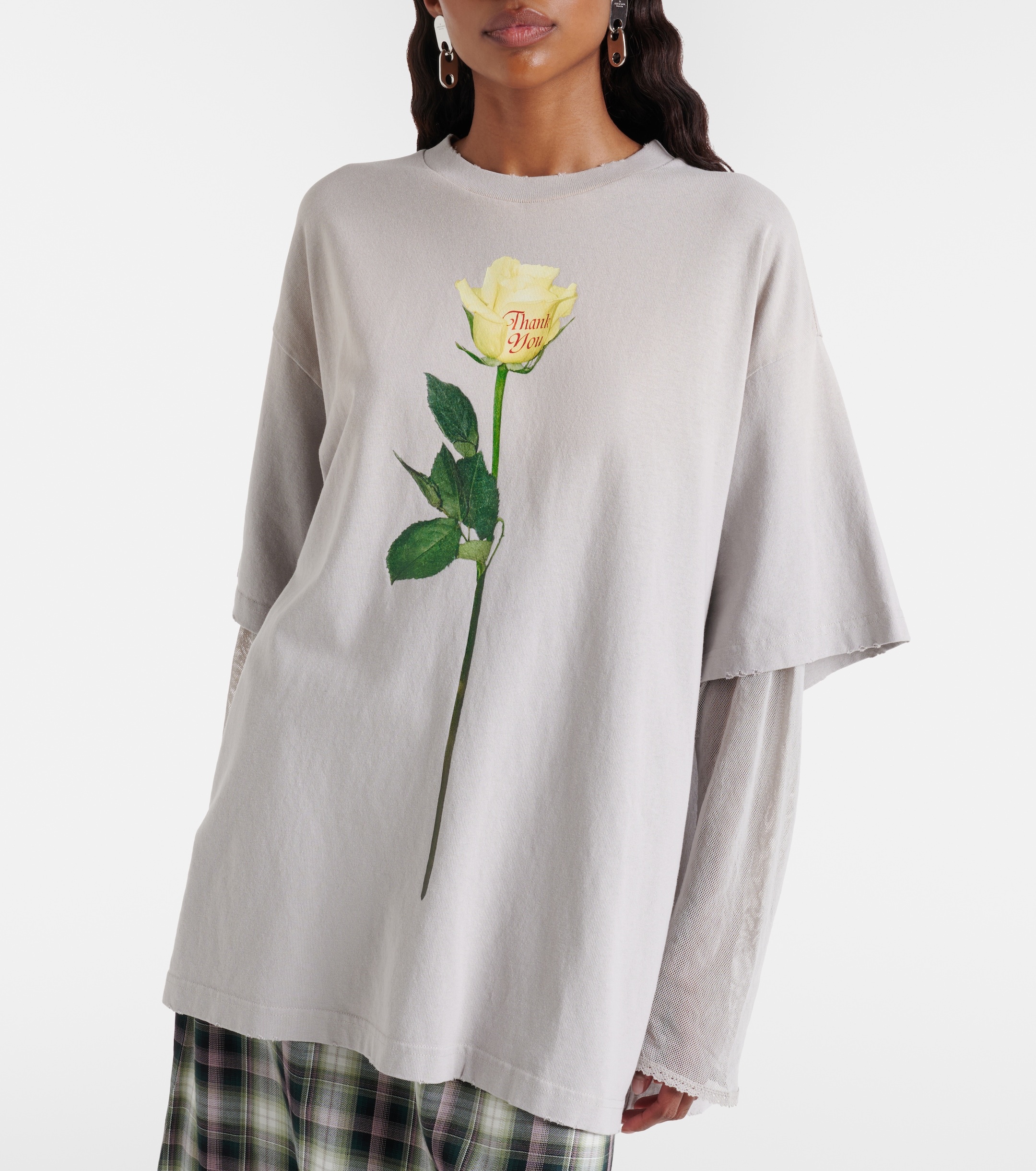Acne Studios graphic t-shirt with mesh sleeve by Acne Studios - Pickle
