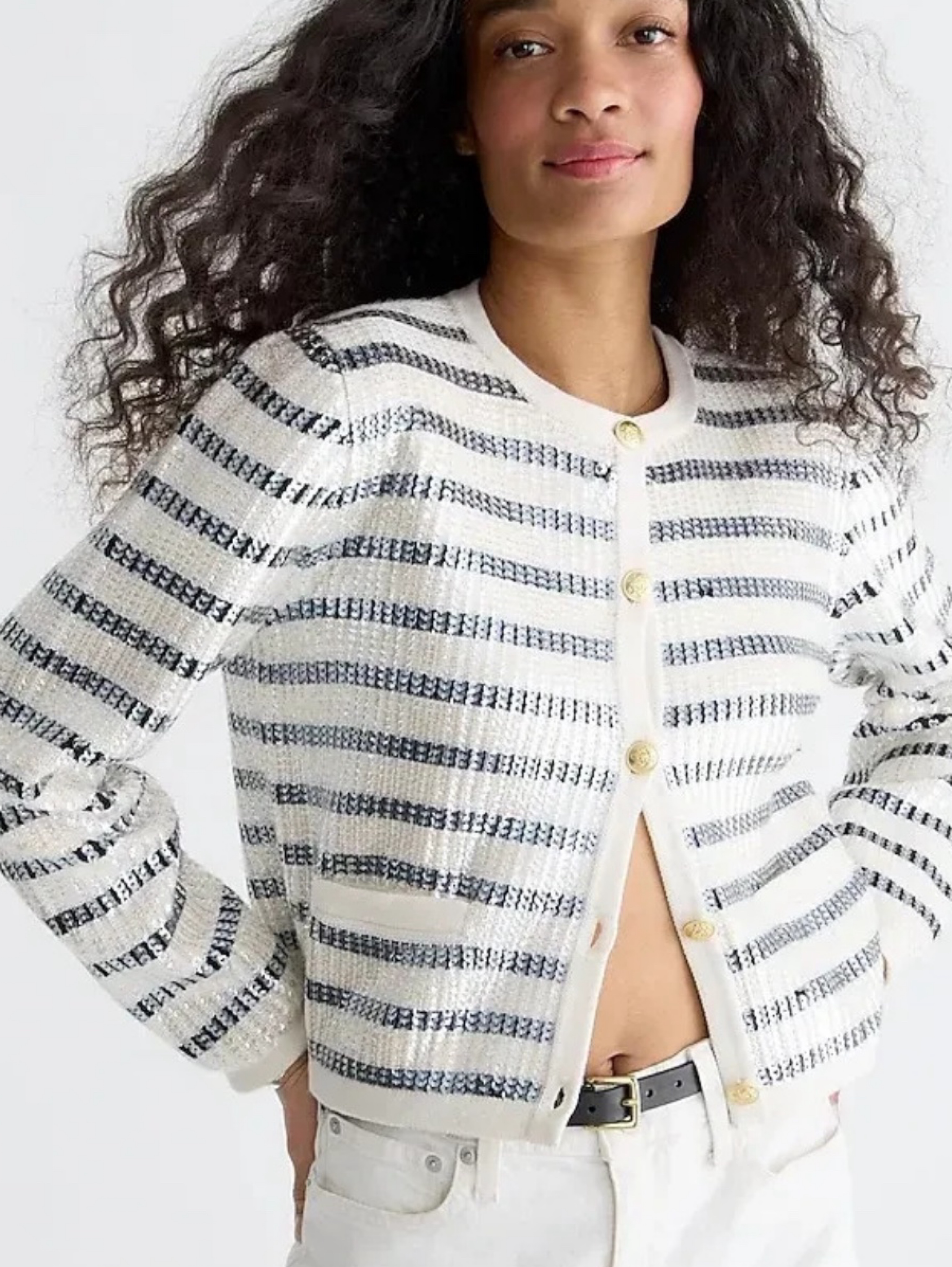 JCrew striped cardigan sequin
