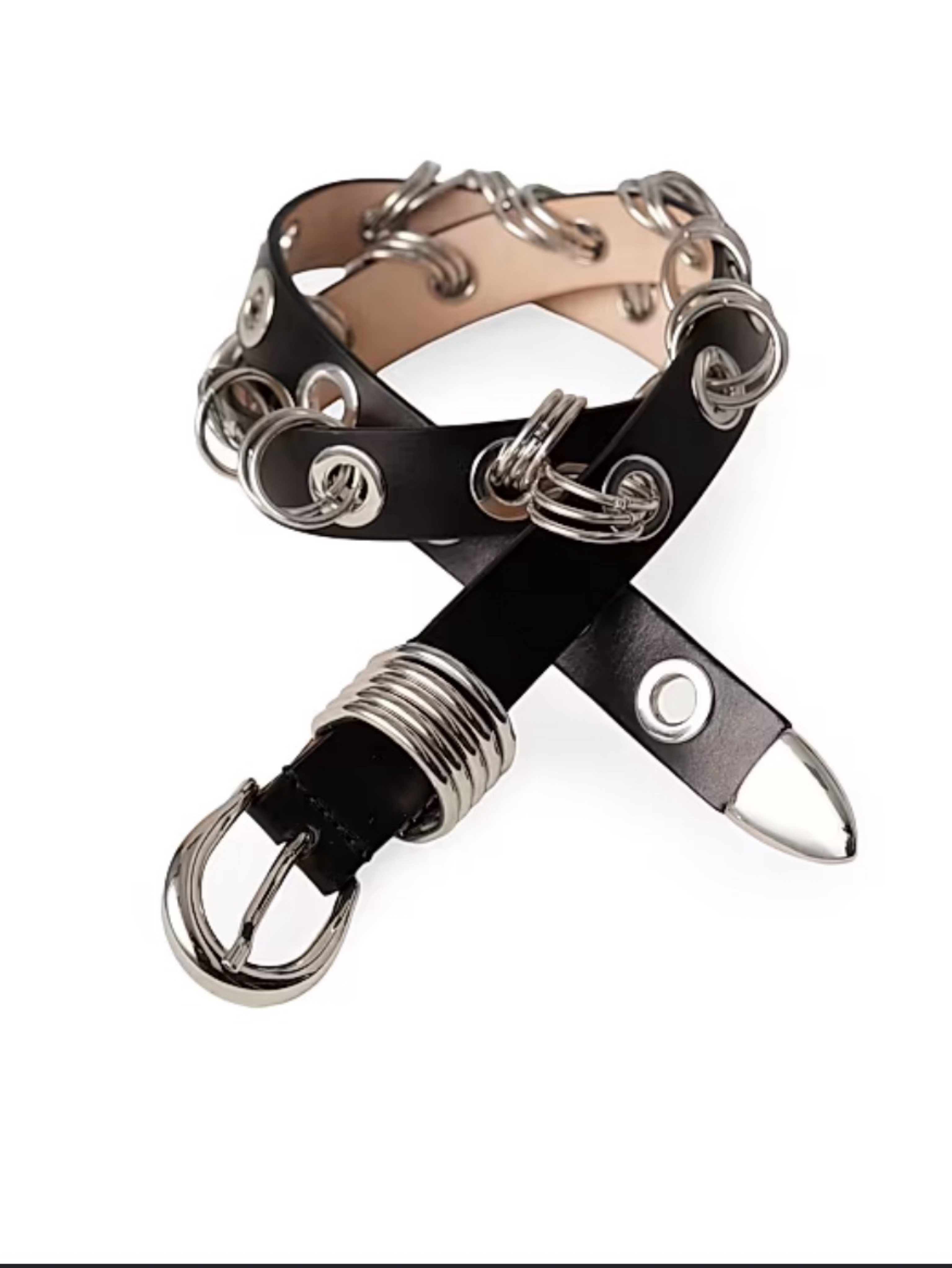 Déhanche black and silver belt