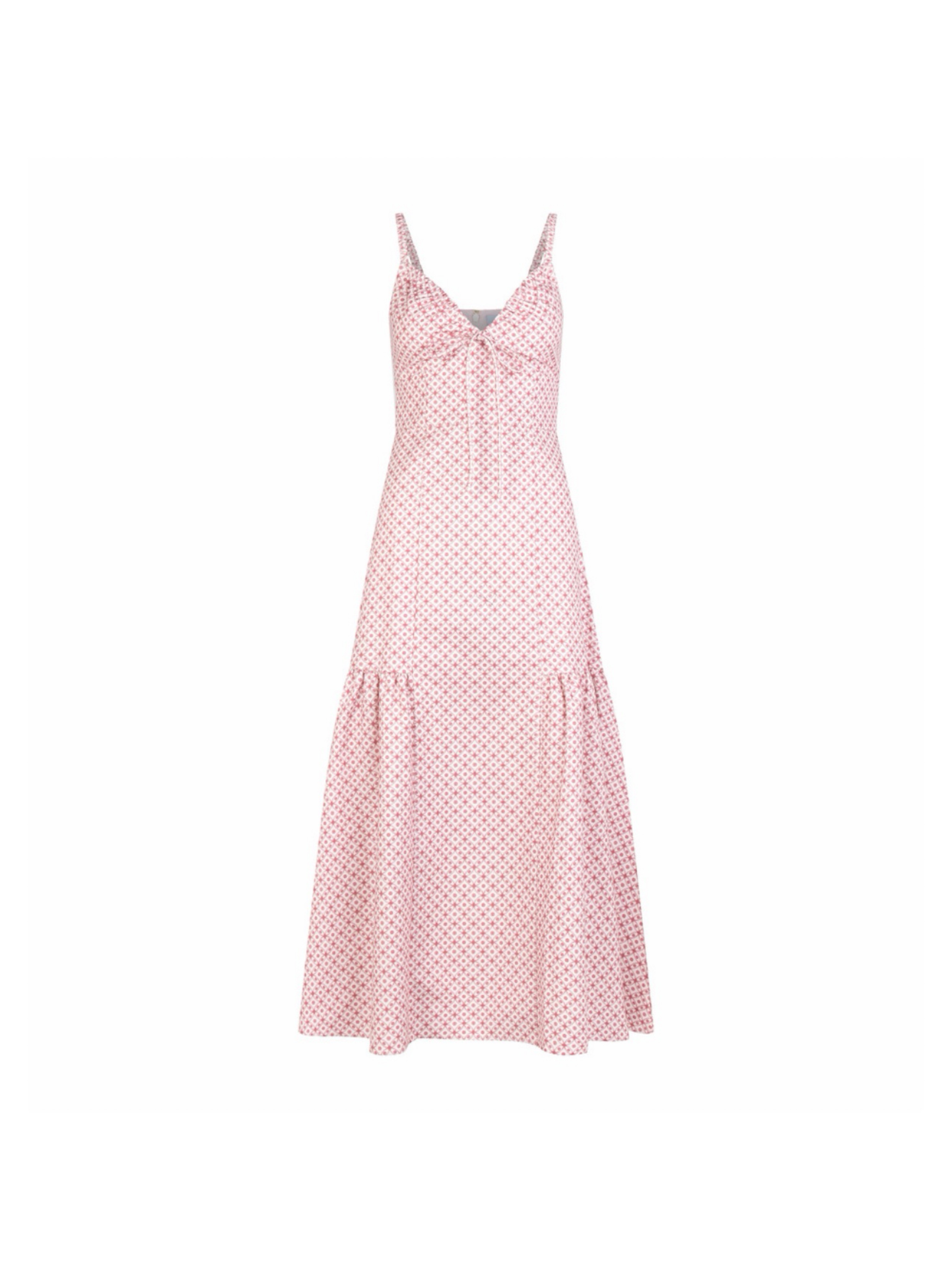 Hill House Lillie Dress Pink and White Midi Dress