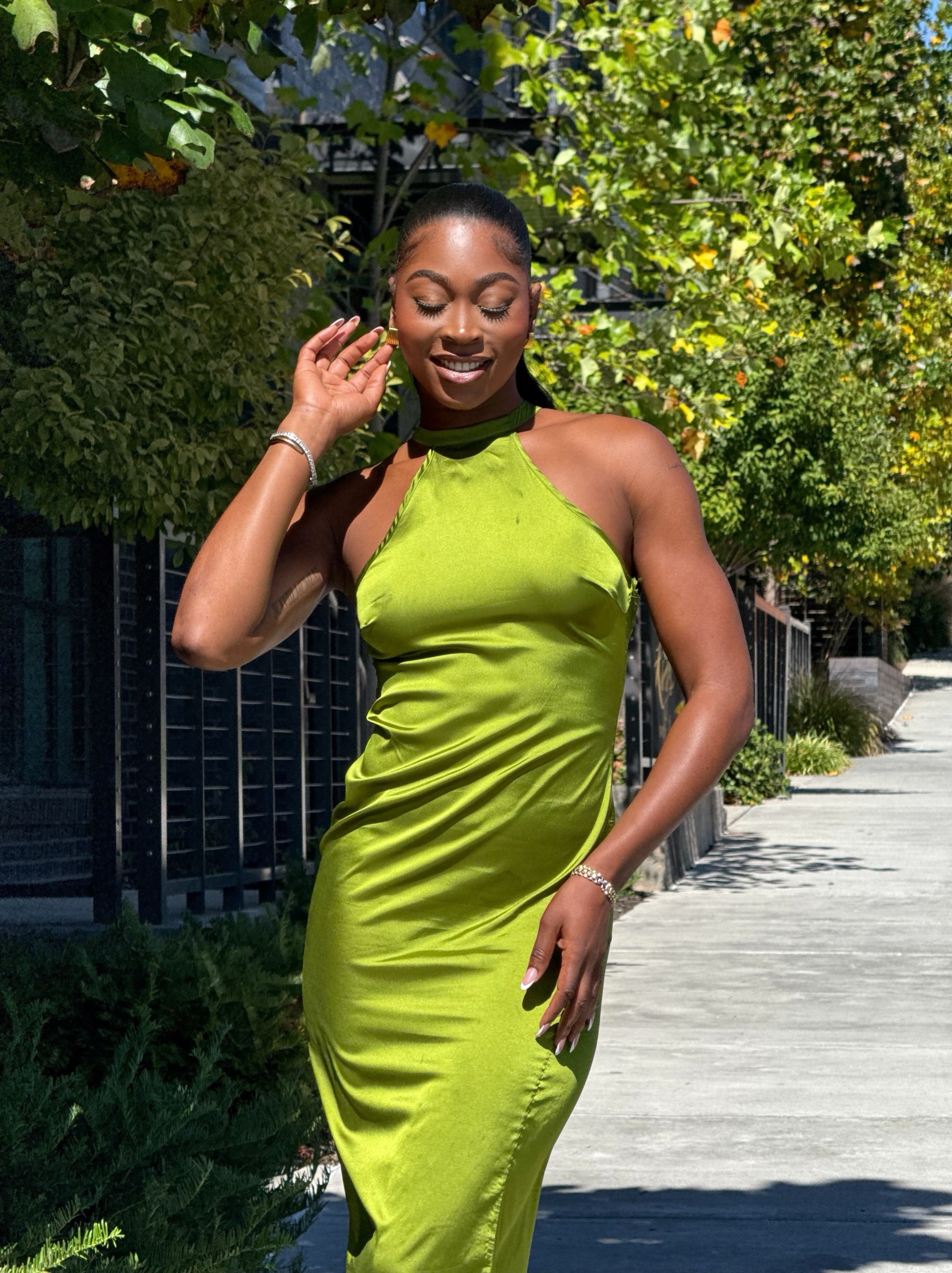 Neon Yellow Backless Halter Maxi Dress by Fashion Nova