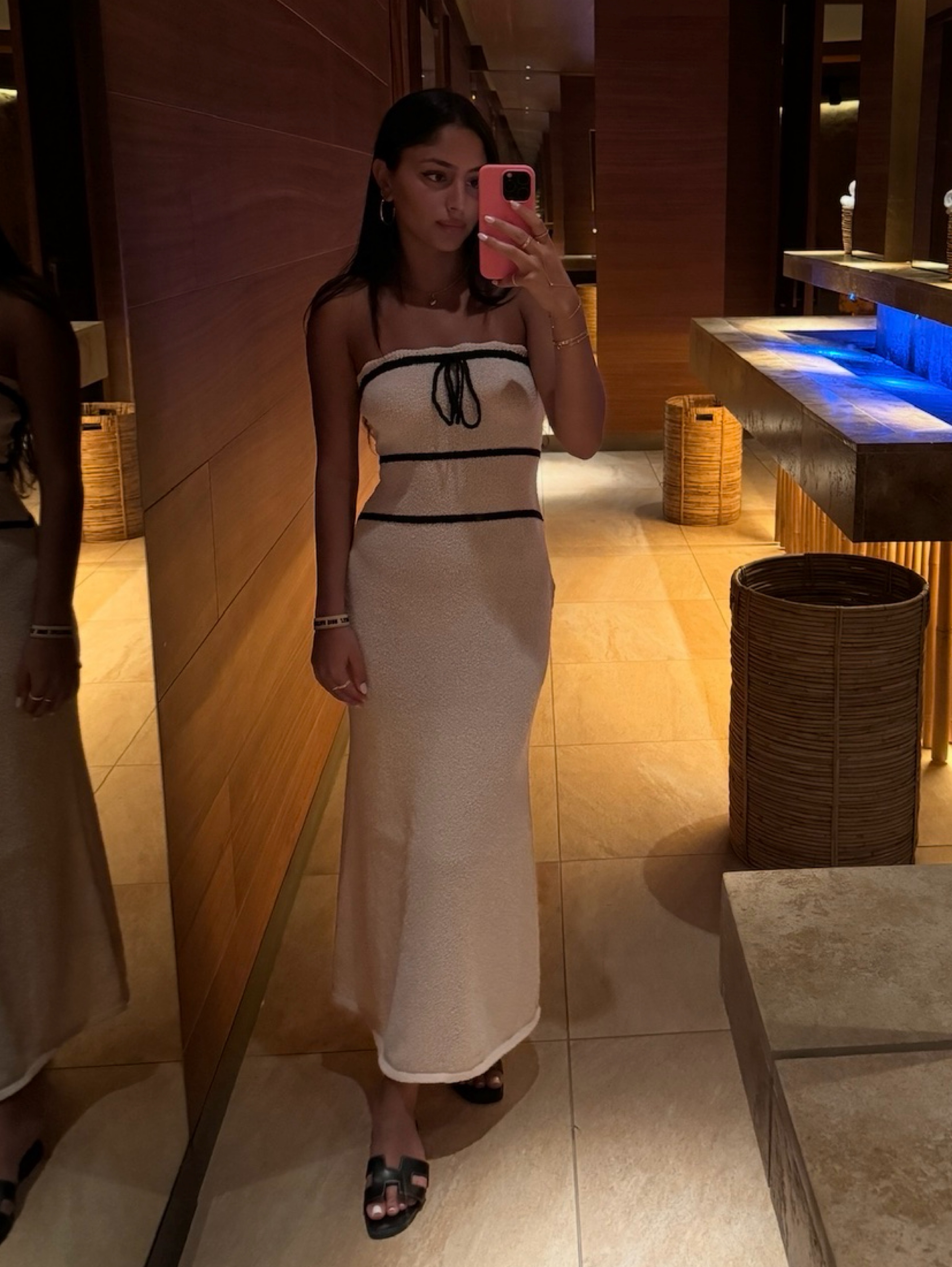 Meshki dawn beige and black midi dress
