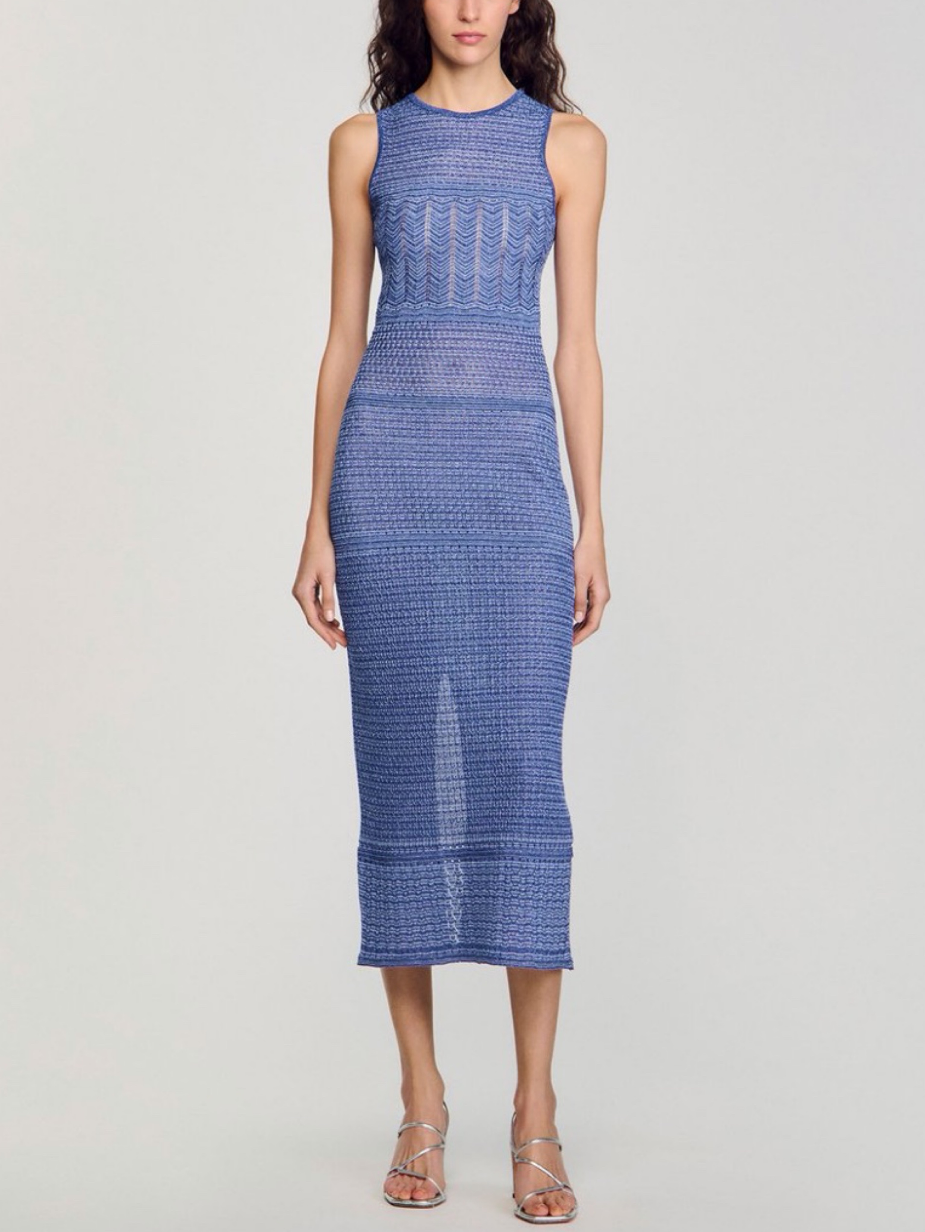 Sandro blue sparkly midi dress