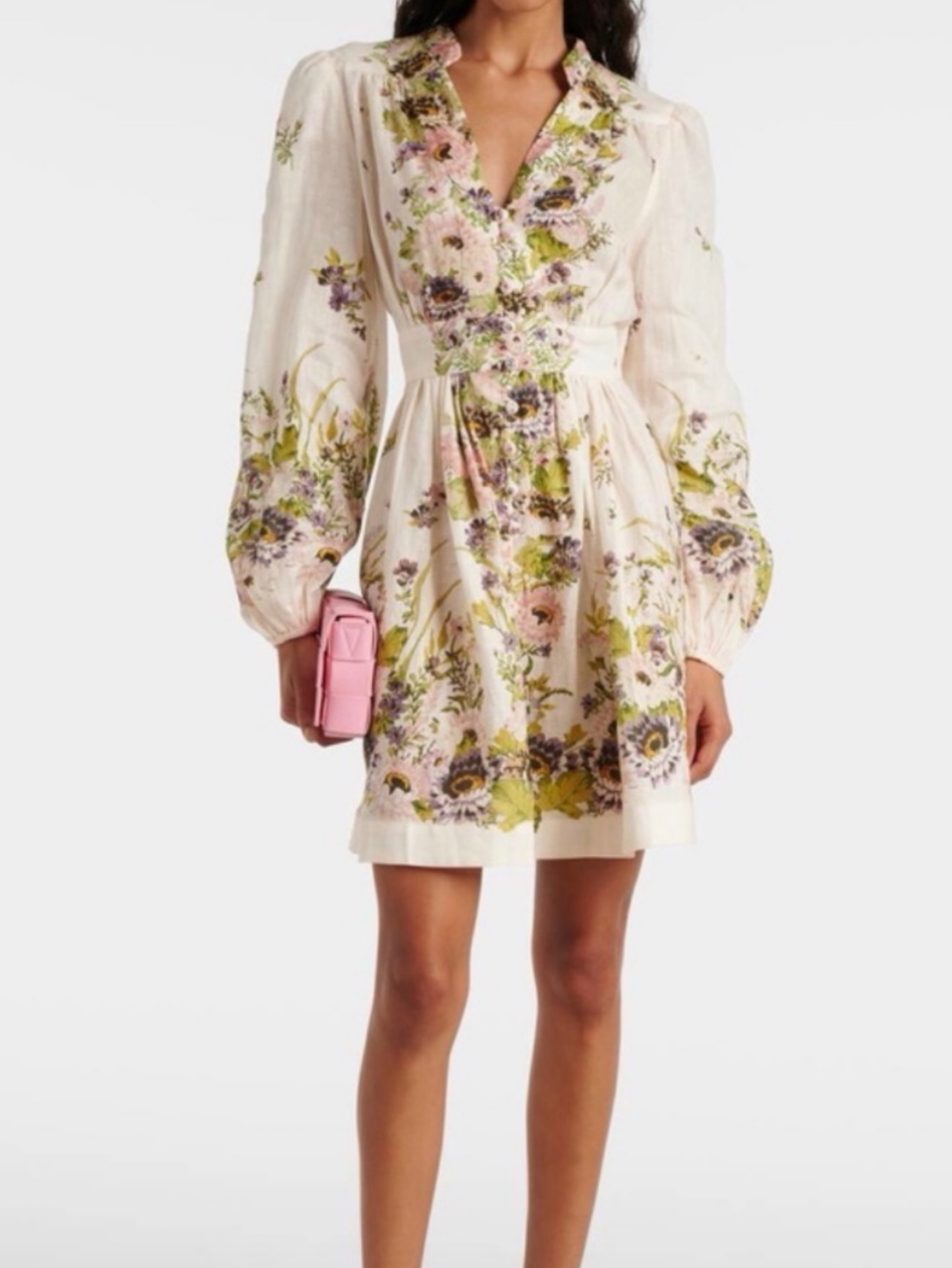 Zimmermann Halliday plunge mini floral multicolor dress