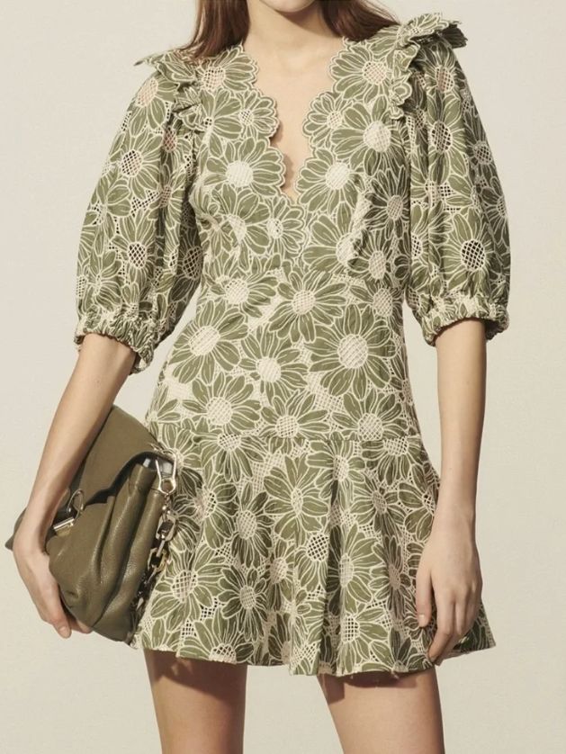 sandro green floral dress Print Mini by Sandro popular bridesmaid dresses