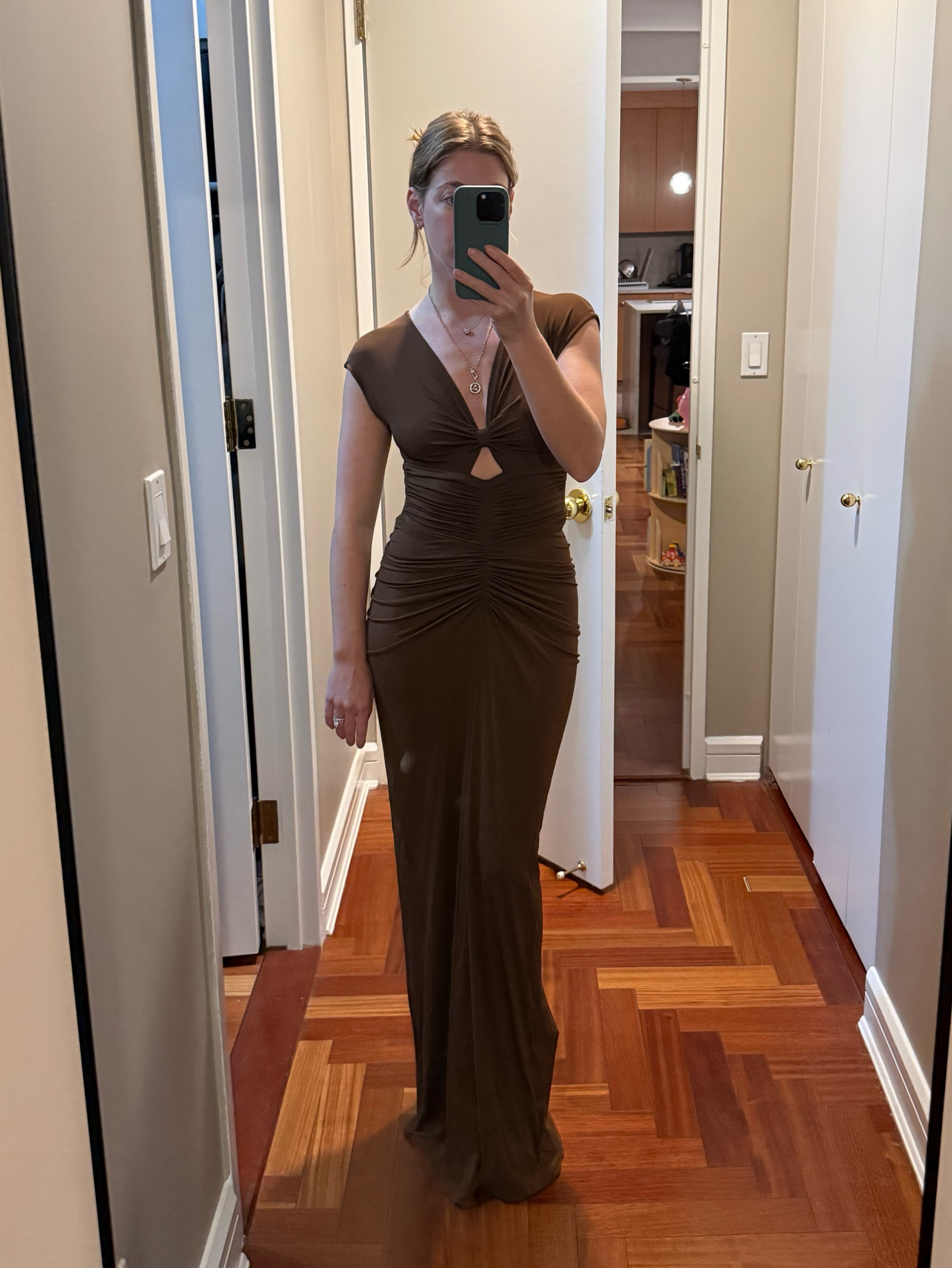 michael kors ruched dress MICHAEL KORS COLLECTION One-shoulder ruched stretch-crepe midi dress