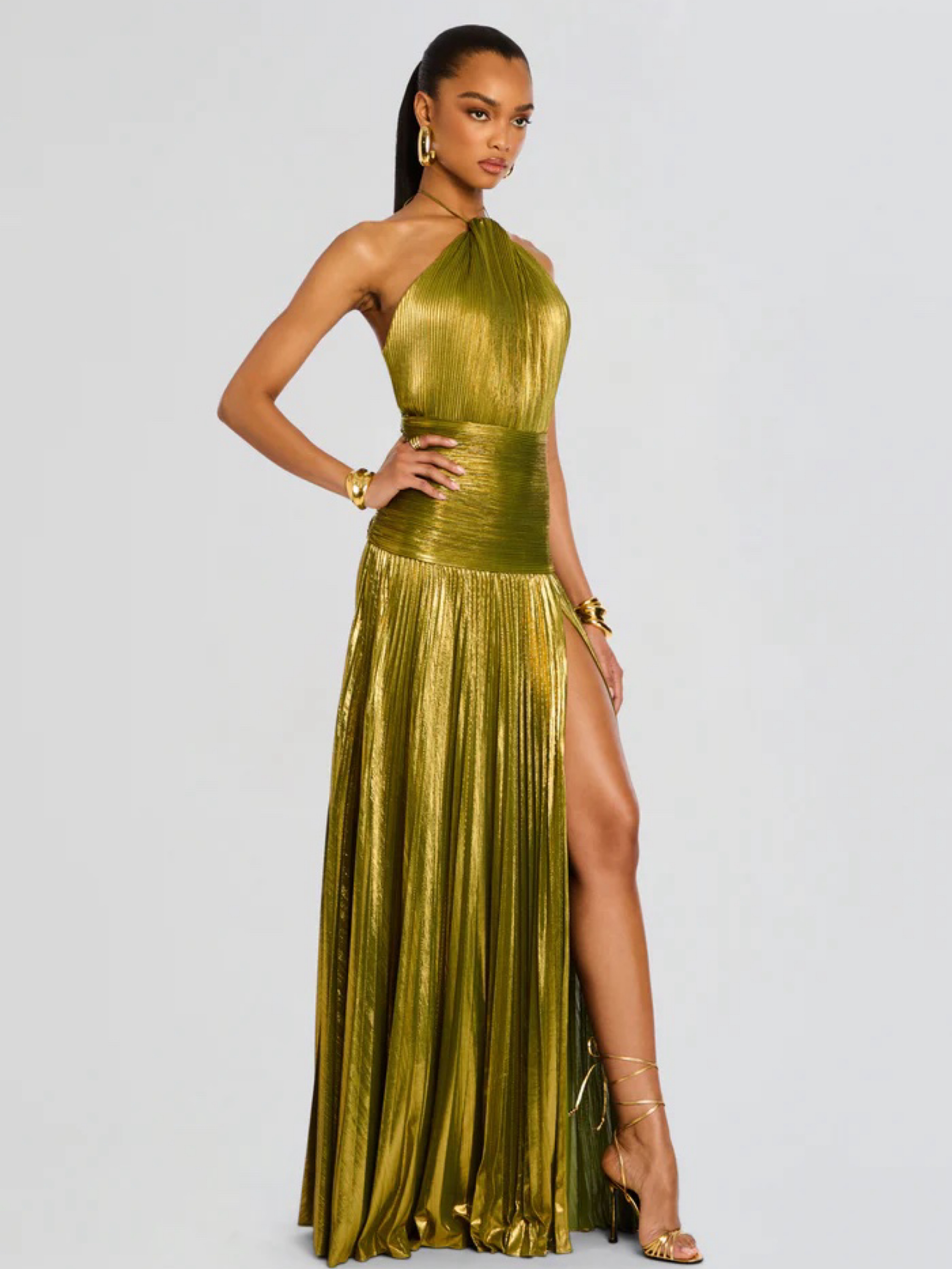 Retrofête Thalia Dress in Metallic Peridot by Retrofete - Pickle