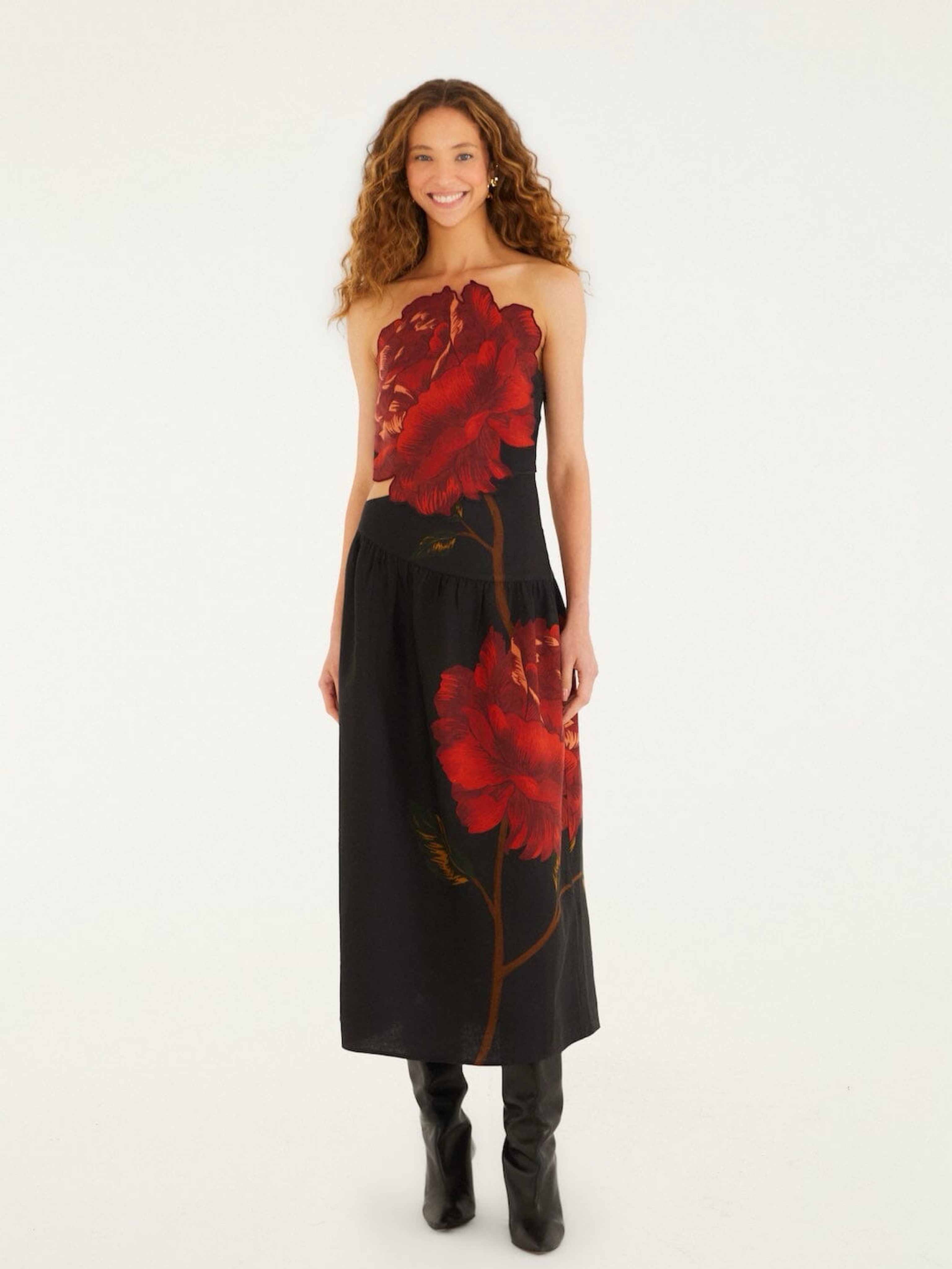 black red midi dress Long Sleeve Bandage Straight, Cupids Pick Midi Dress in Black/Red, Size L, For Valentine's Day