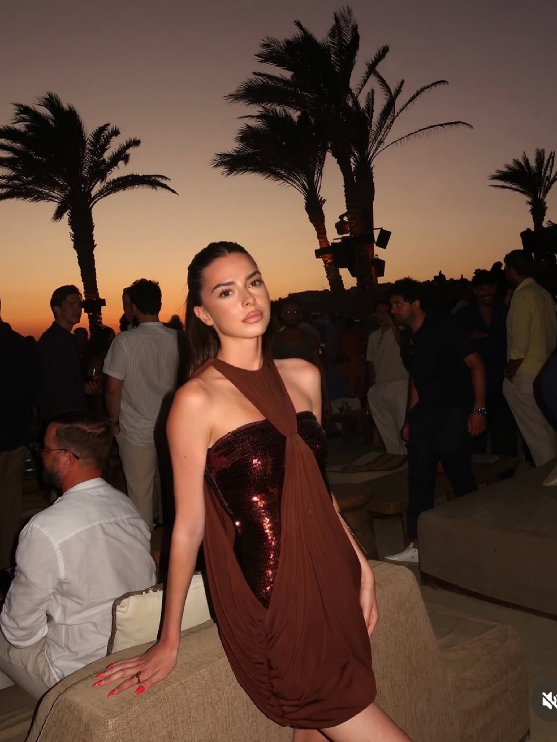 zara brown sequin dress Copper Draped Halter Birthday Mini by Zara frill sleeve pattern ANINE BING Lora cut-out Belt Size (refer to sizing instructions below):48 183 cmSequin dress with