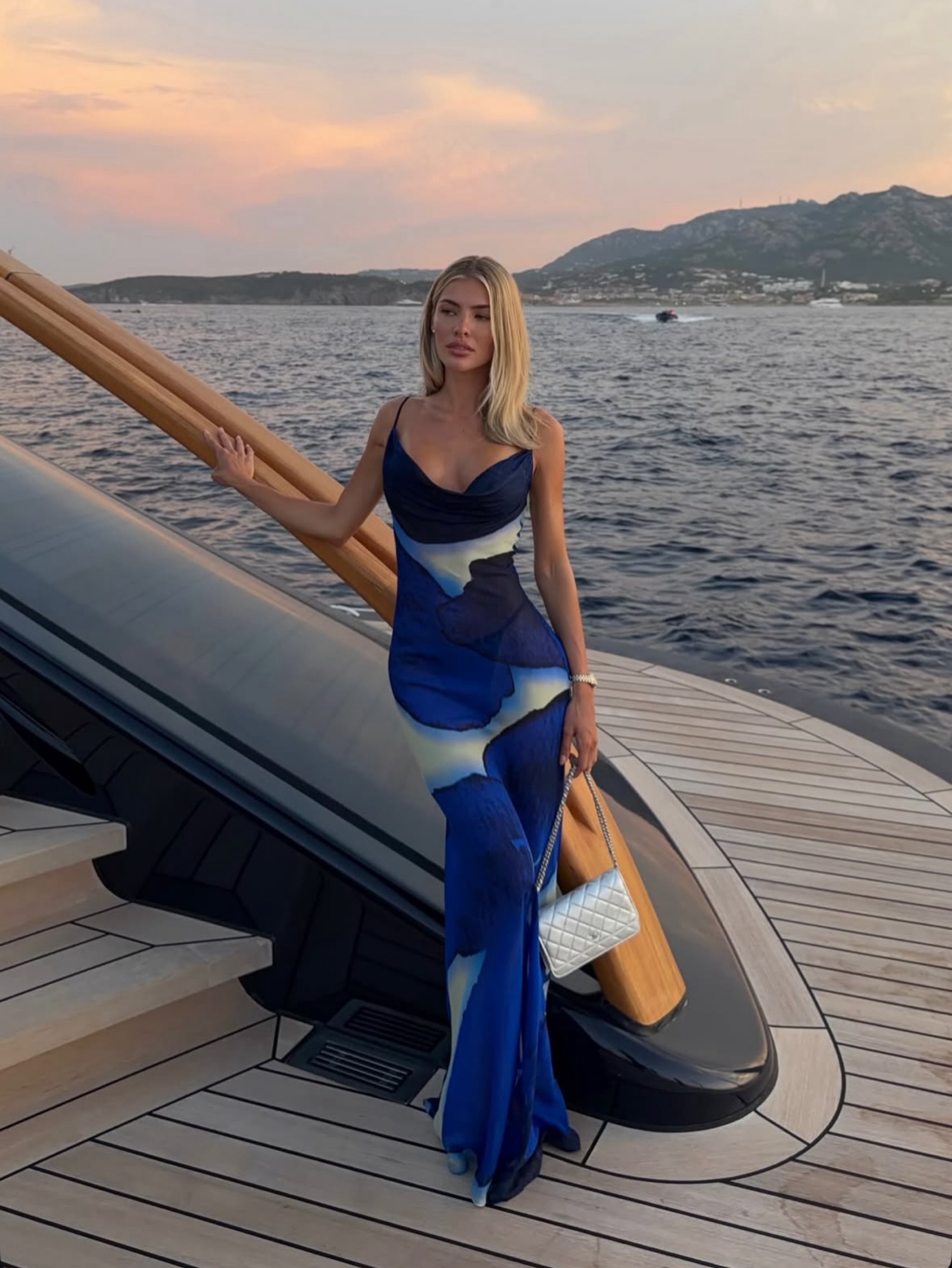 Rat & Boa Aralia Blue Abstract Print Maxi Dress