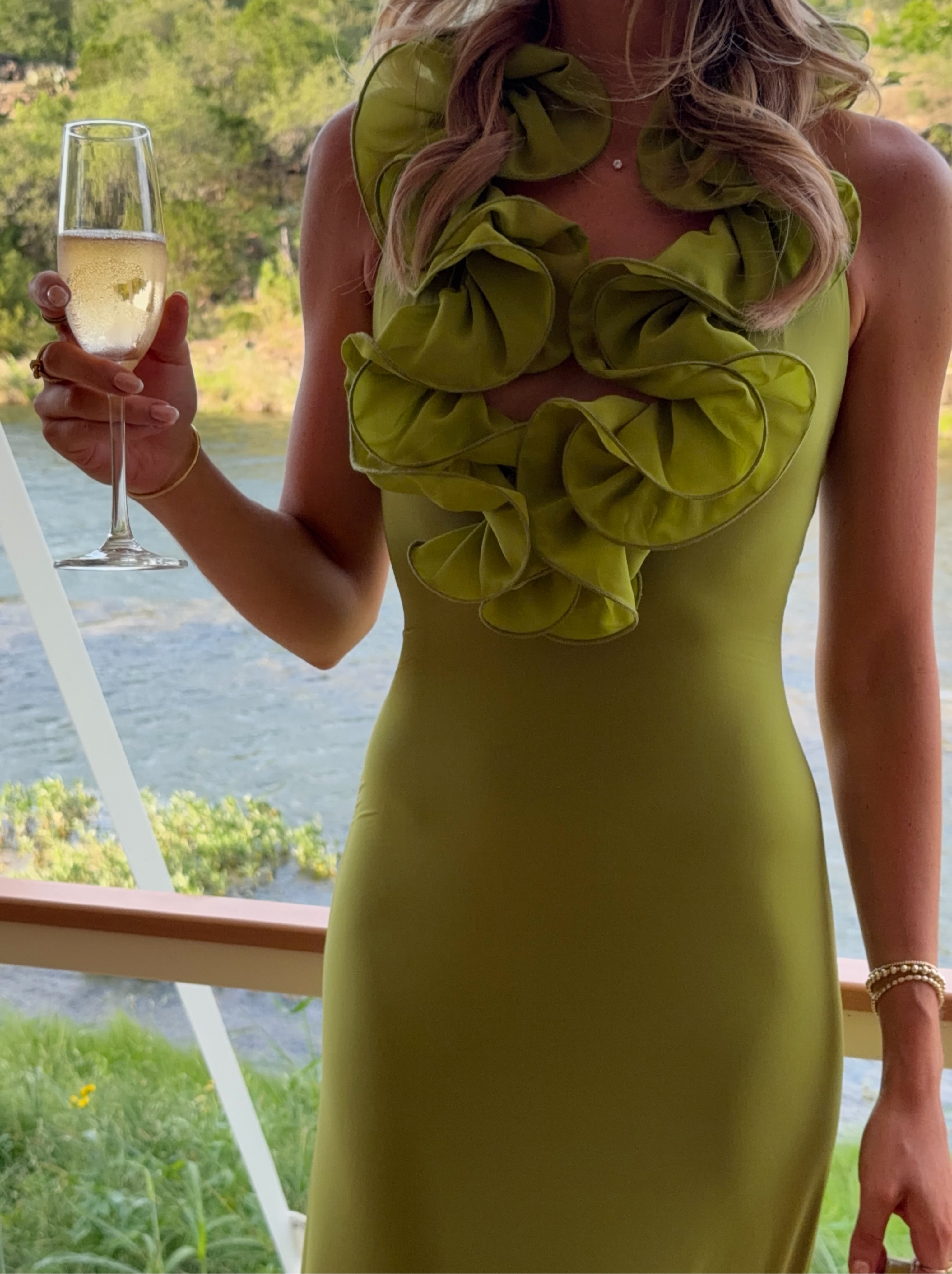 naked green dress Naked Wardrobe Plunge Neck Long Sleeve Stretch Jersey Maxi Dress in Green