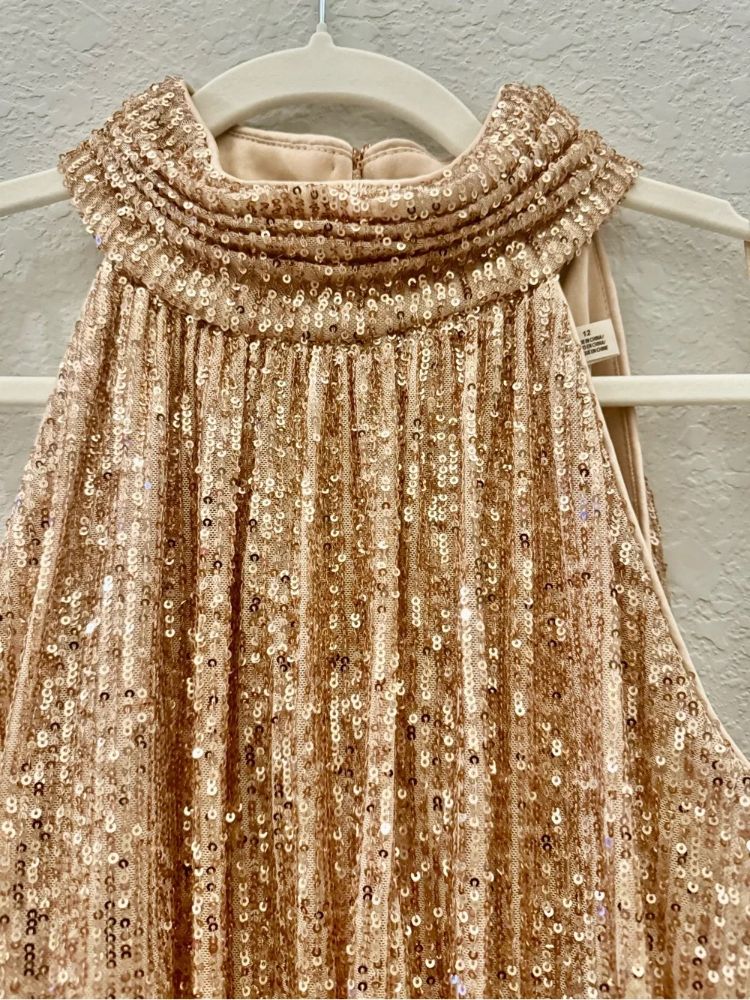 Eliza J Rose Gold Sequin Halter Cocktail Dress Size 12 by Eliza J