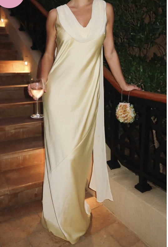 Butter Yellow Satin Maxi Dress
