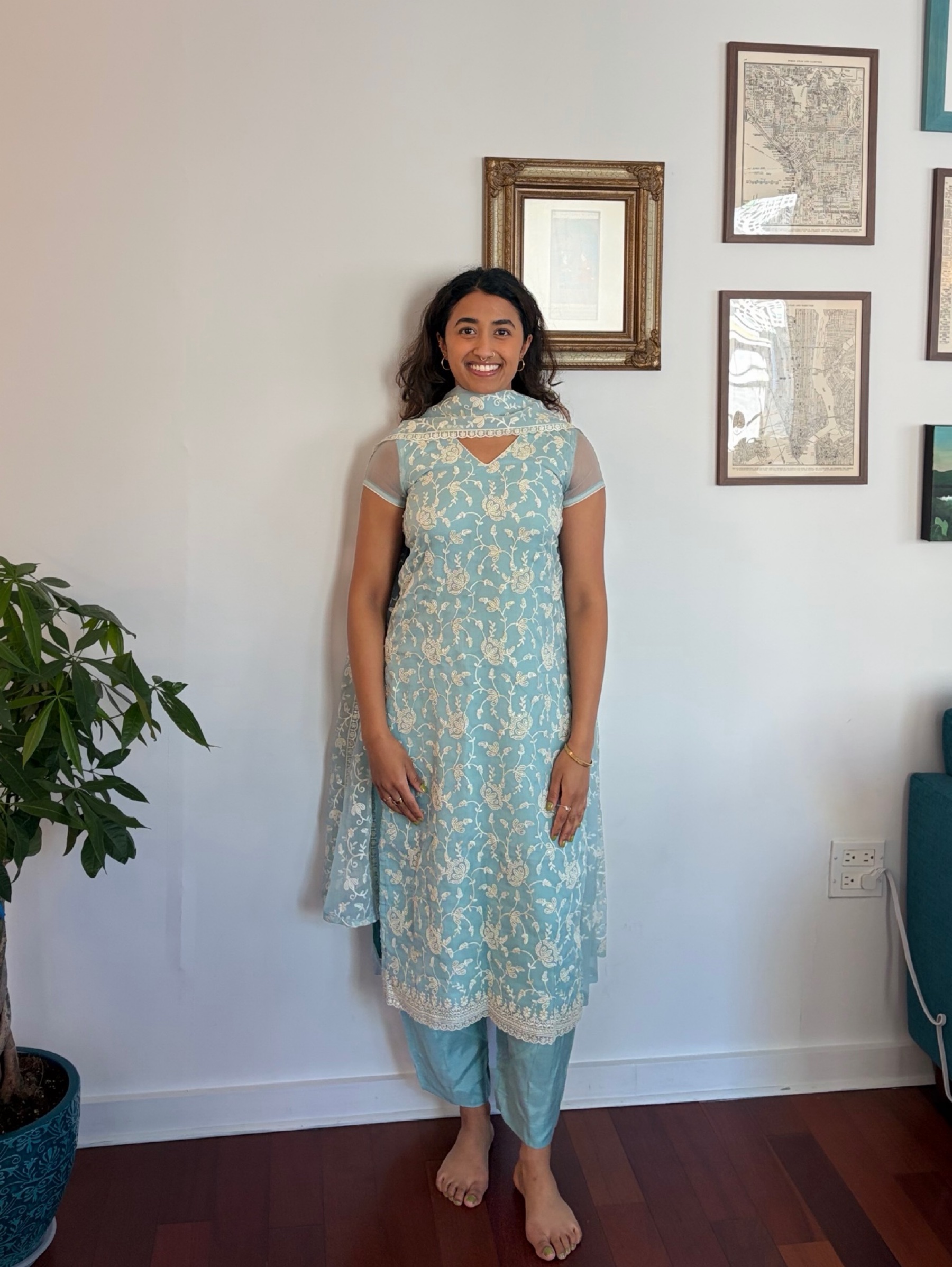 Powder Blue Chikankari Suit - Indian Wedding