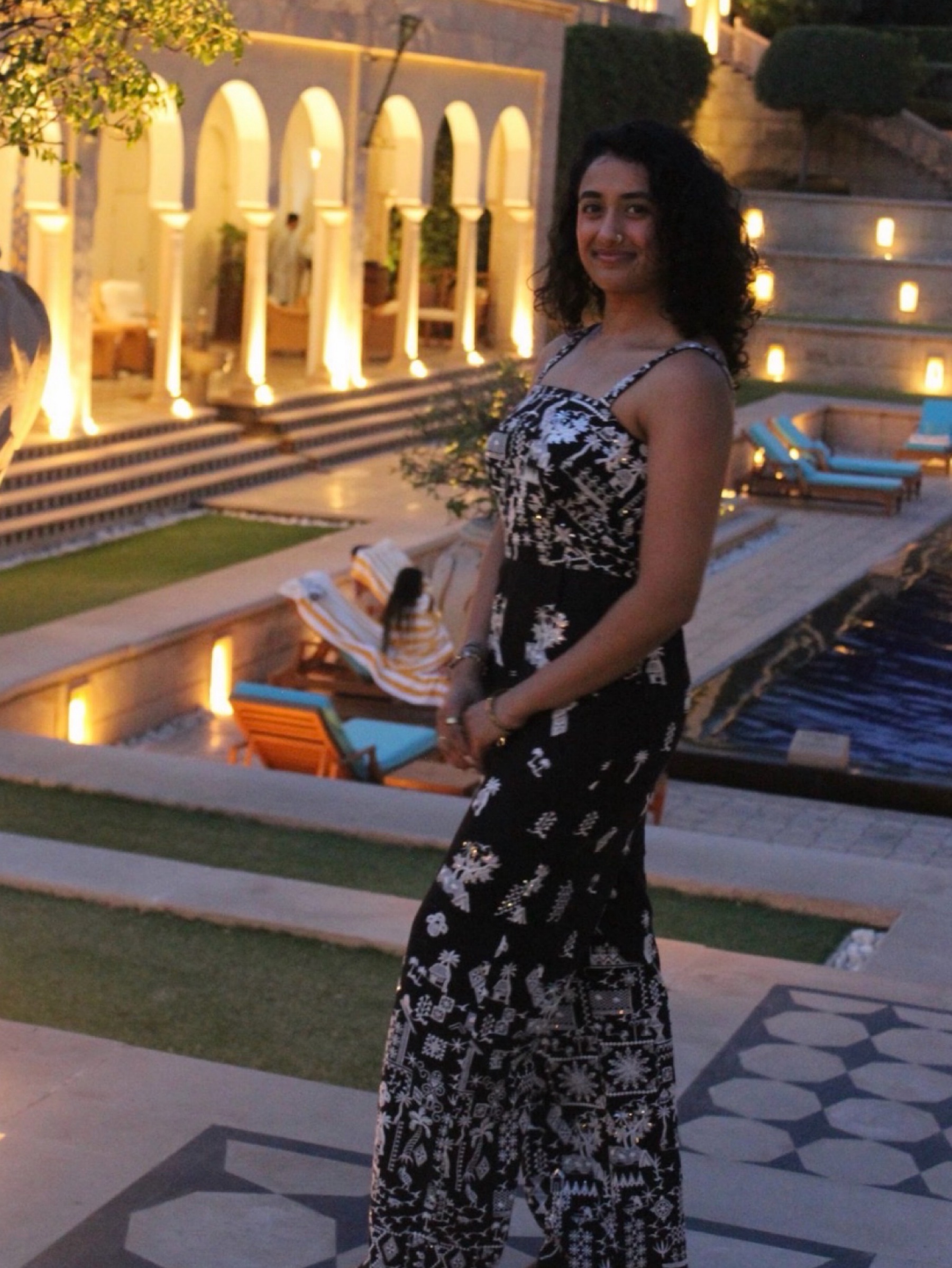 Black and White Embroidered Jumpsuit