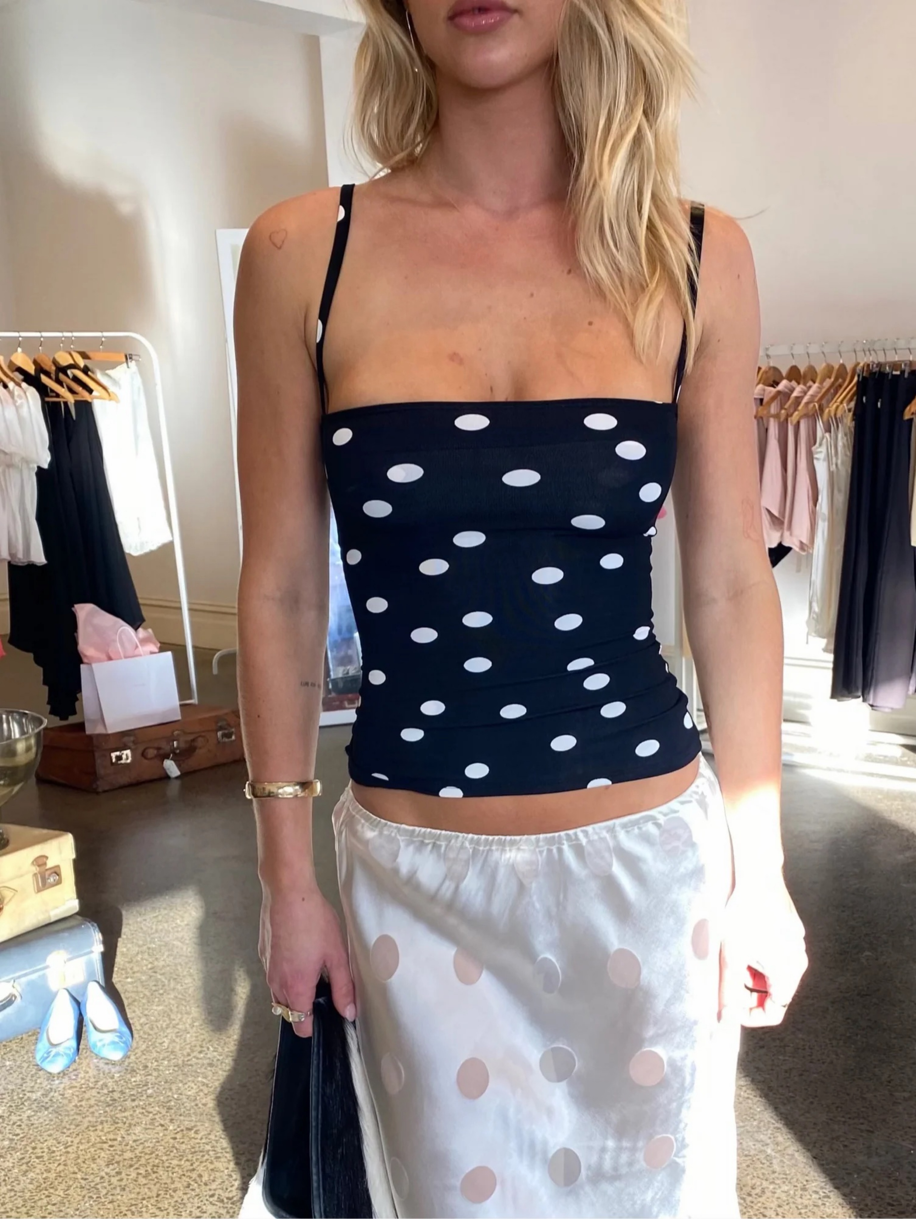 Maem Disko Black Polka Dot Tank Top