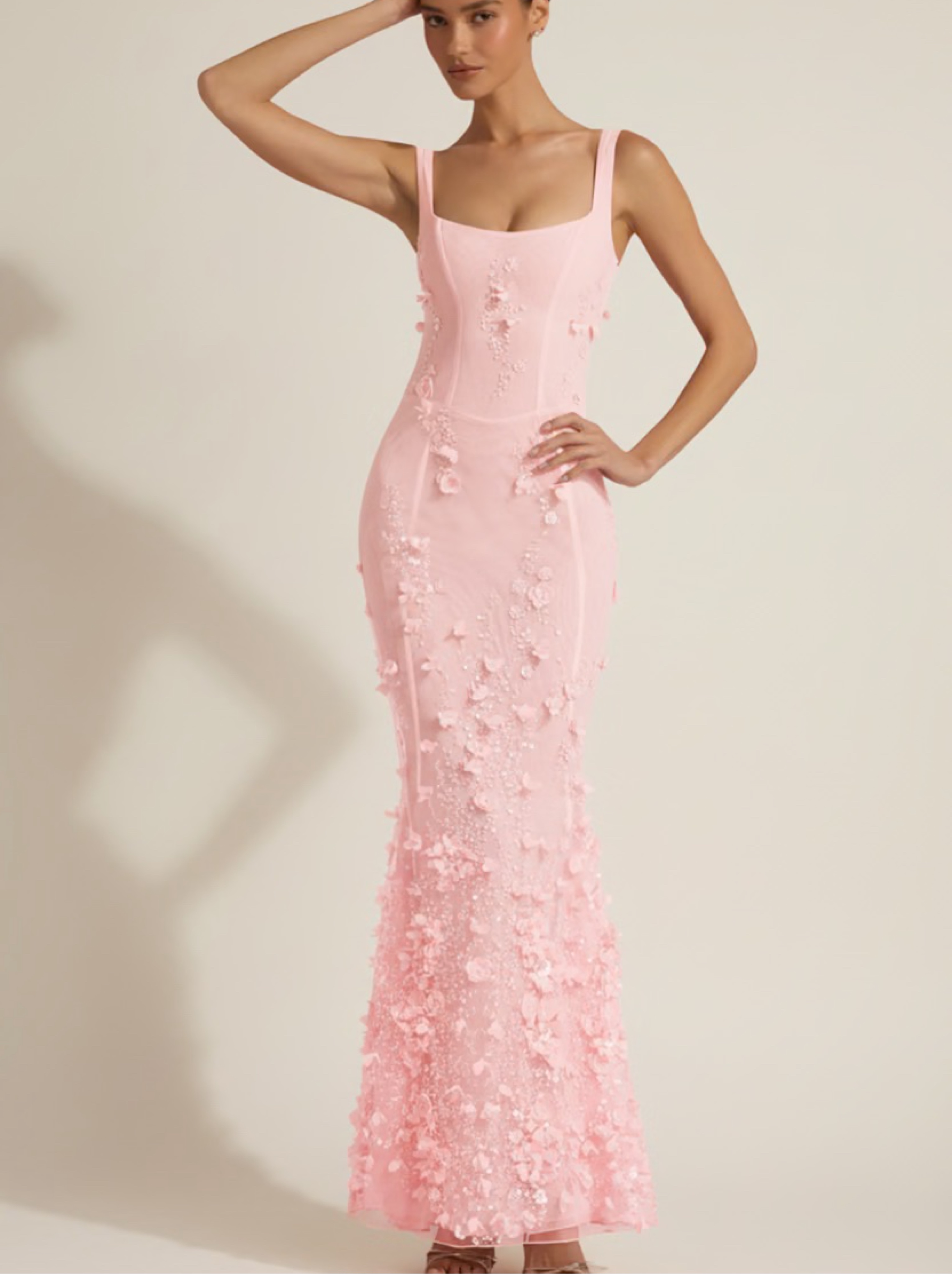 oh polly long pink dress Modal Halterneck Maxi Dress in Blush Pink - S