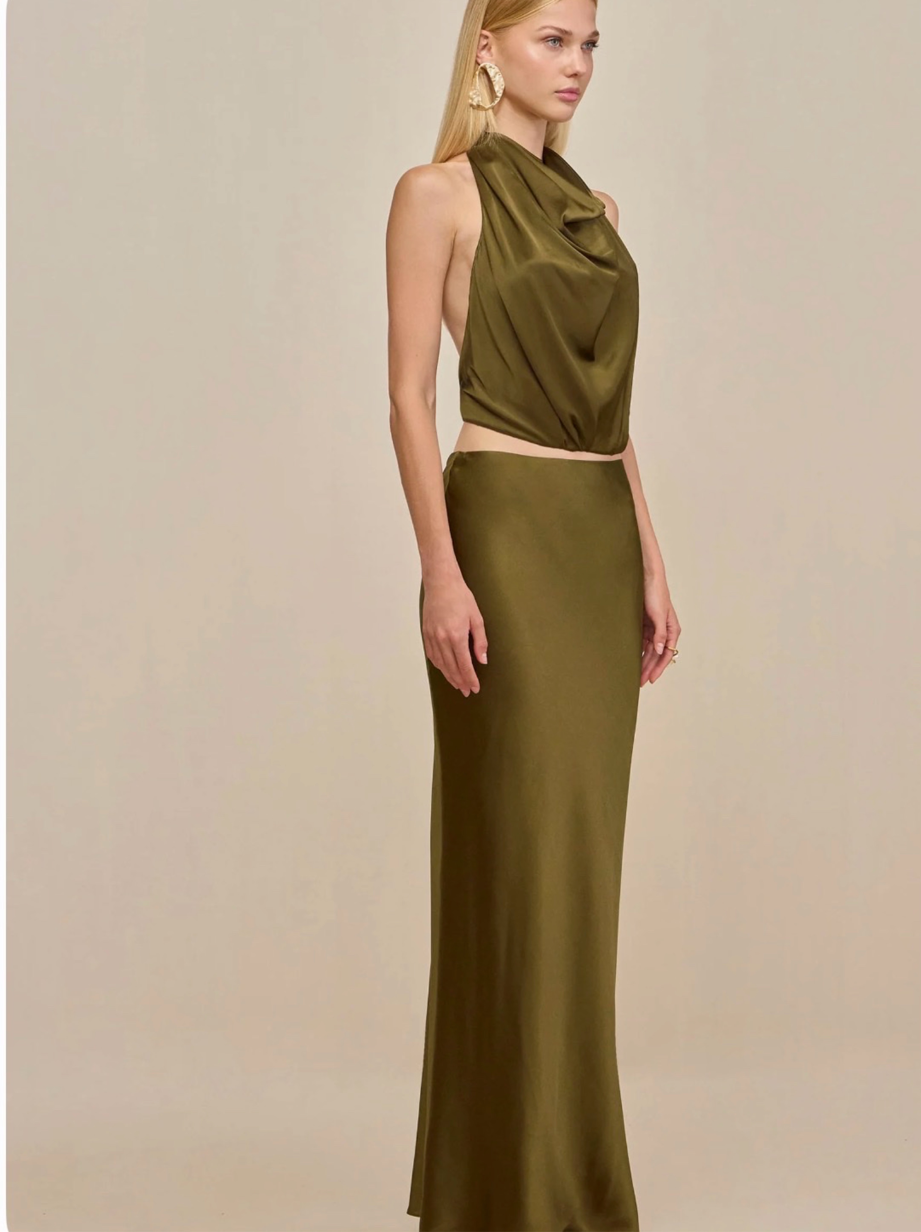 cult gaia olive green dress SEQUOIA GOWN