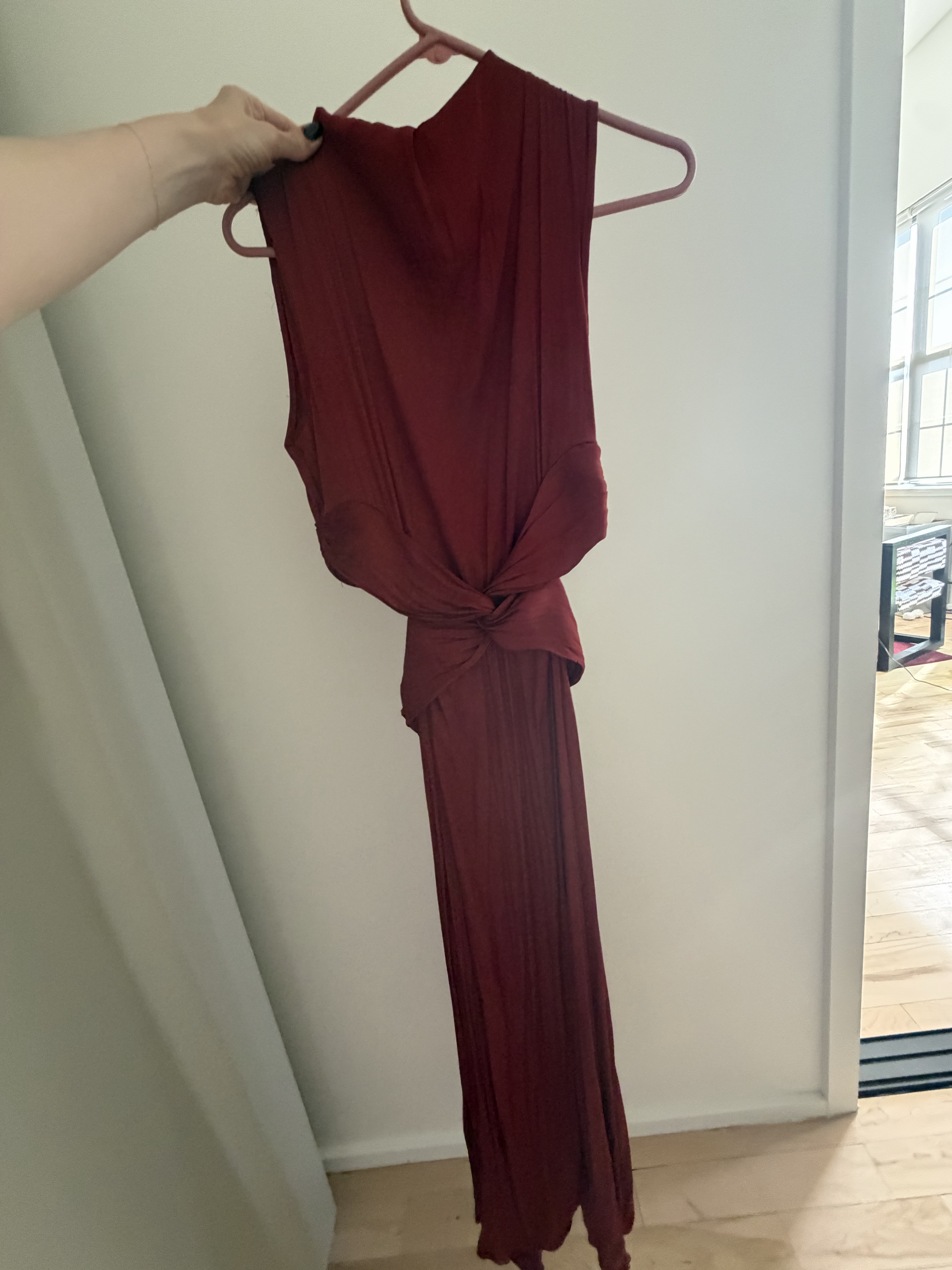 zara burgundy maxi dress ZARA. Long pleated burgundy dress Ts – Hibuy market main image 1