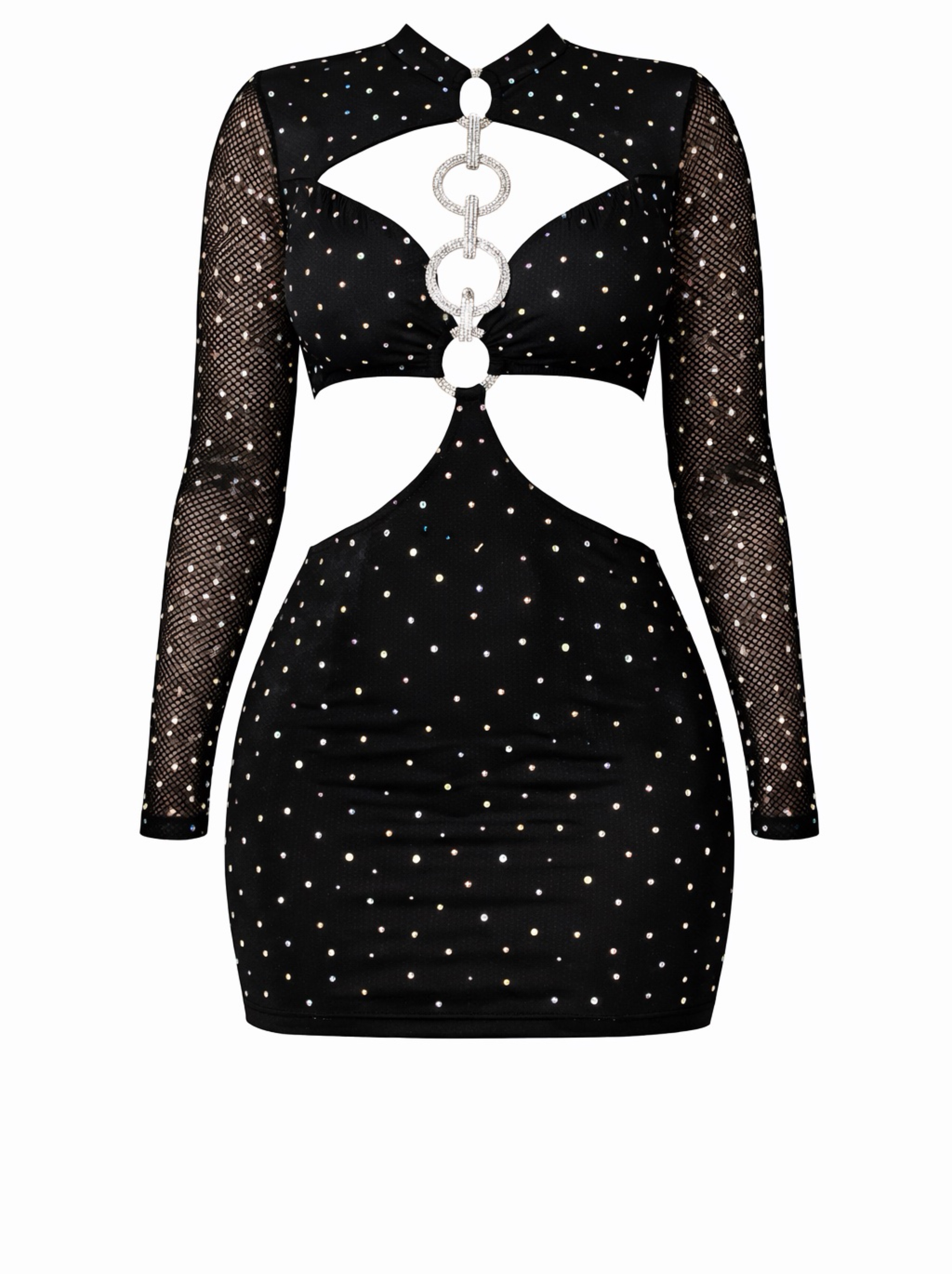 studded mini dress Black Rhinestone Studded Mini Dress by Unknown