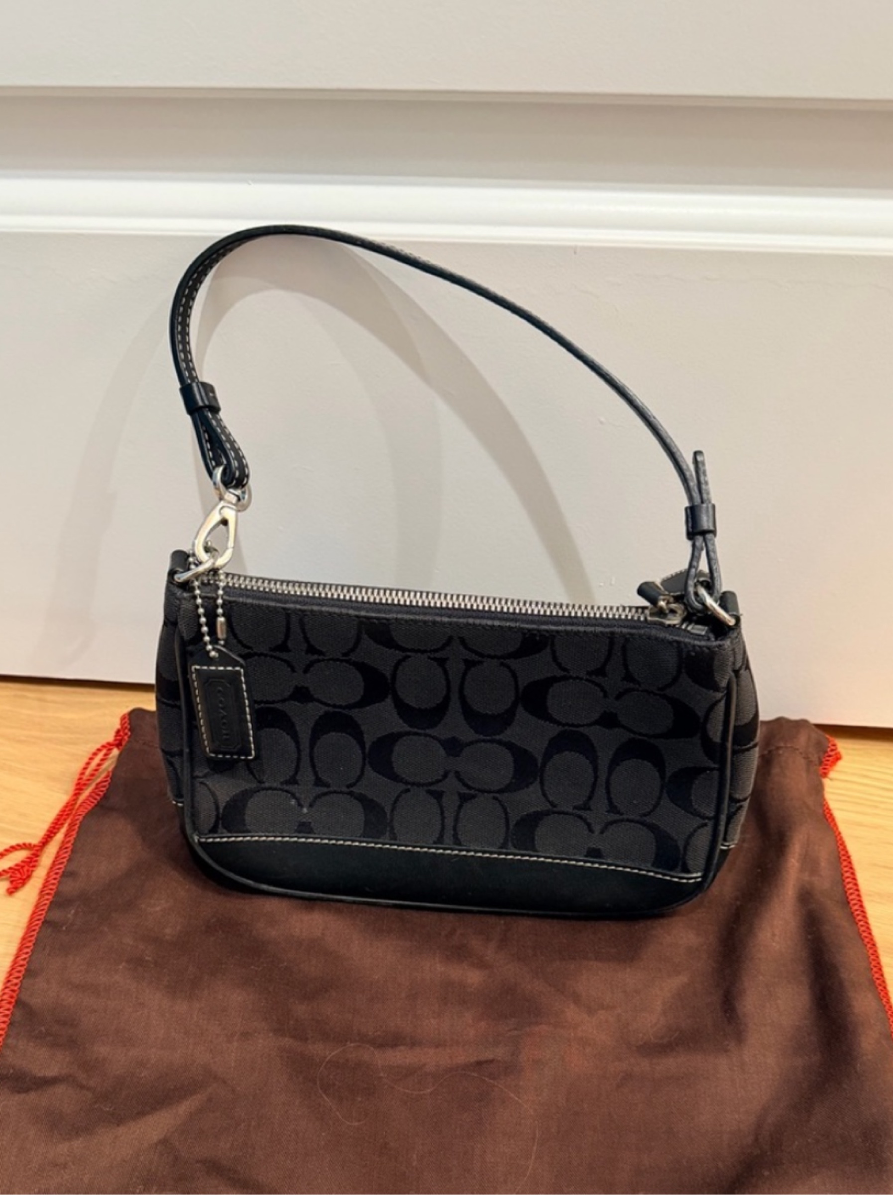 COACH shoulder bag black 18349 コーチ　ブラック Coach Black Signature Shoulder Bag by Coach | Pickle