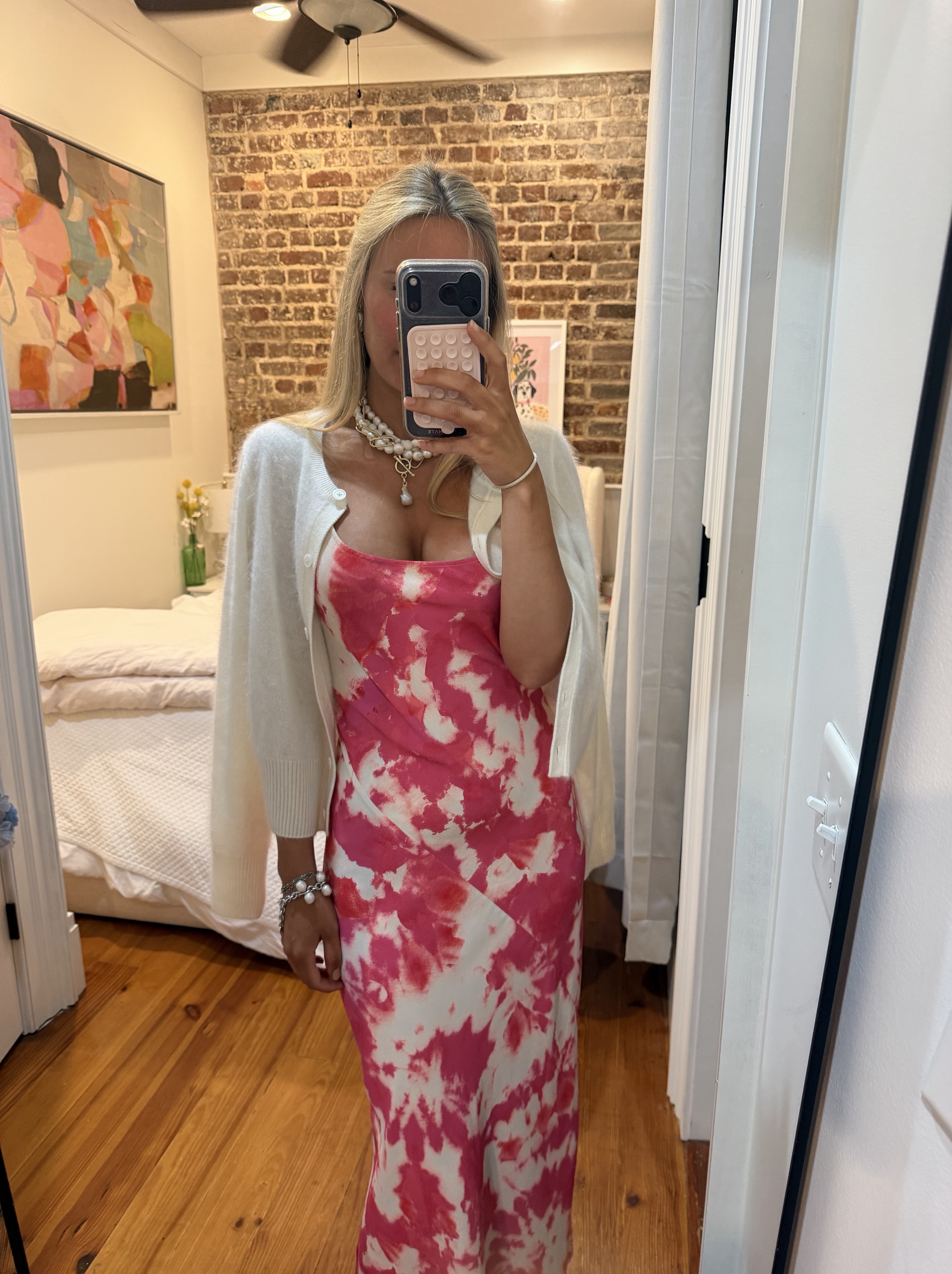 pink and white tie dye dress Thakoon Maxi by Thakoon length cut TIE DYE EYELET DRESS IN