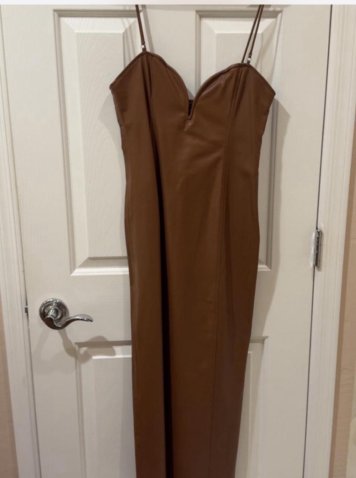 Zara Brown Faux Leather Dress by Zara - Pickle Zara Brown Faux Leather Dress by Zara - Pickle