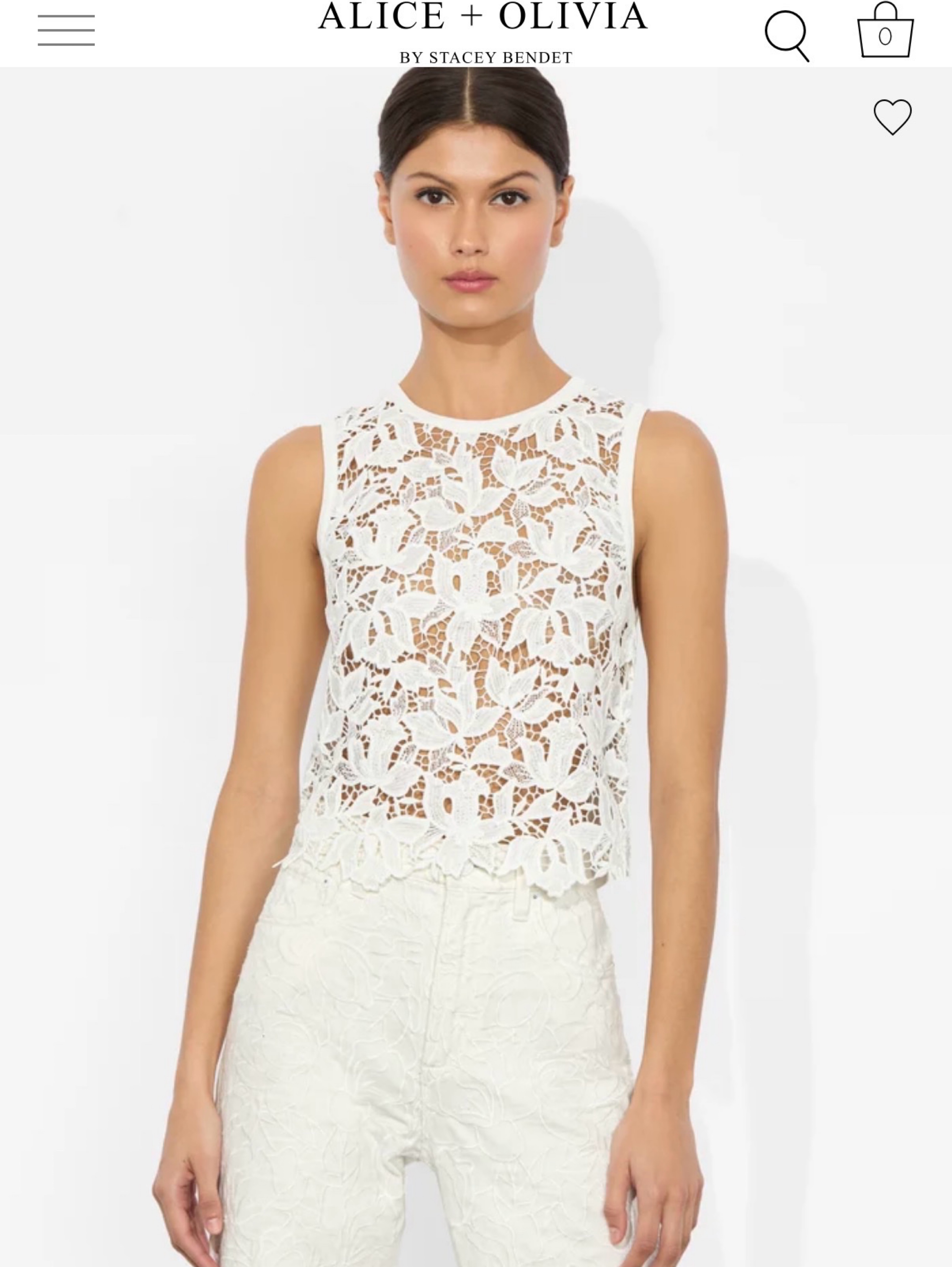 Alice + Olivia White Lace Jean w Matching Lace Top