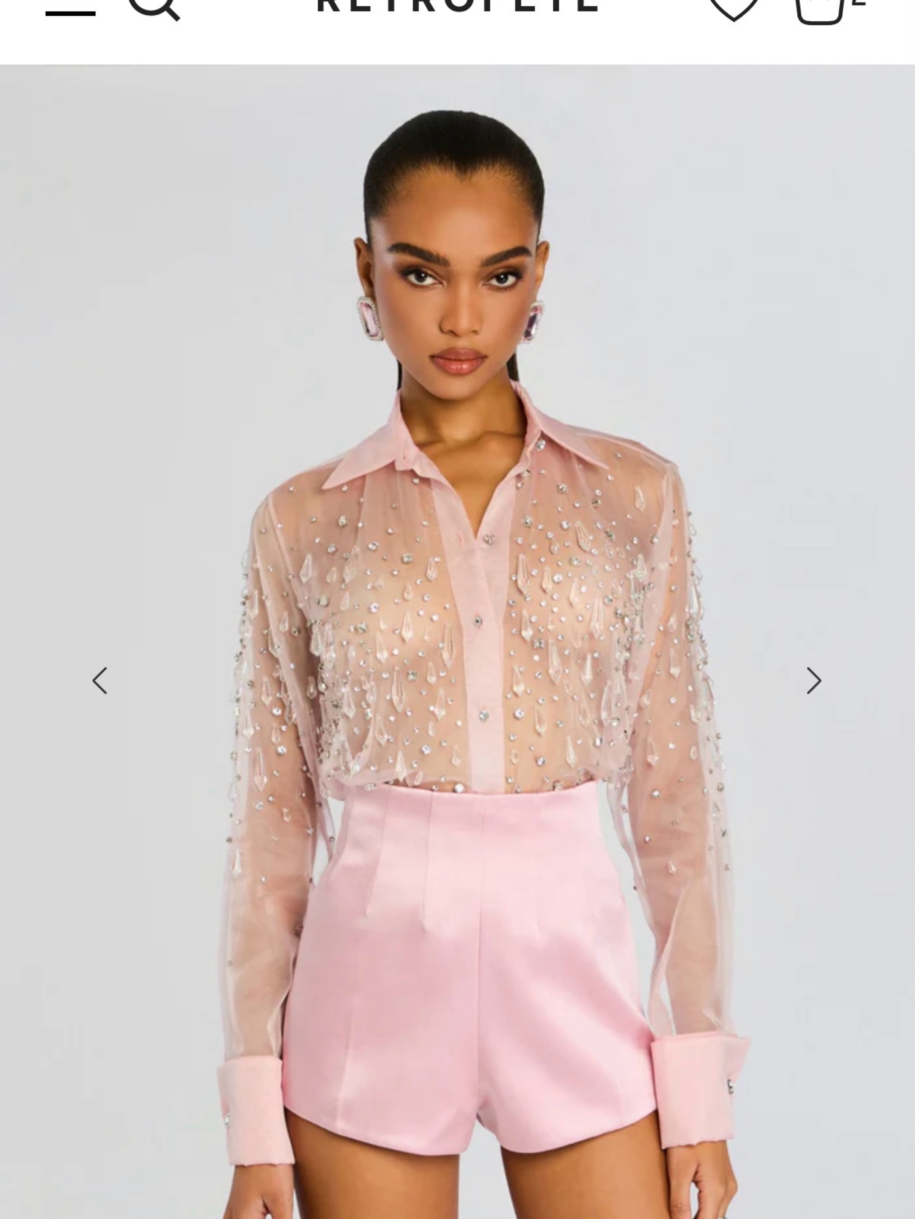 Pink Crystal Embellished Shirt Shorts Set