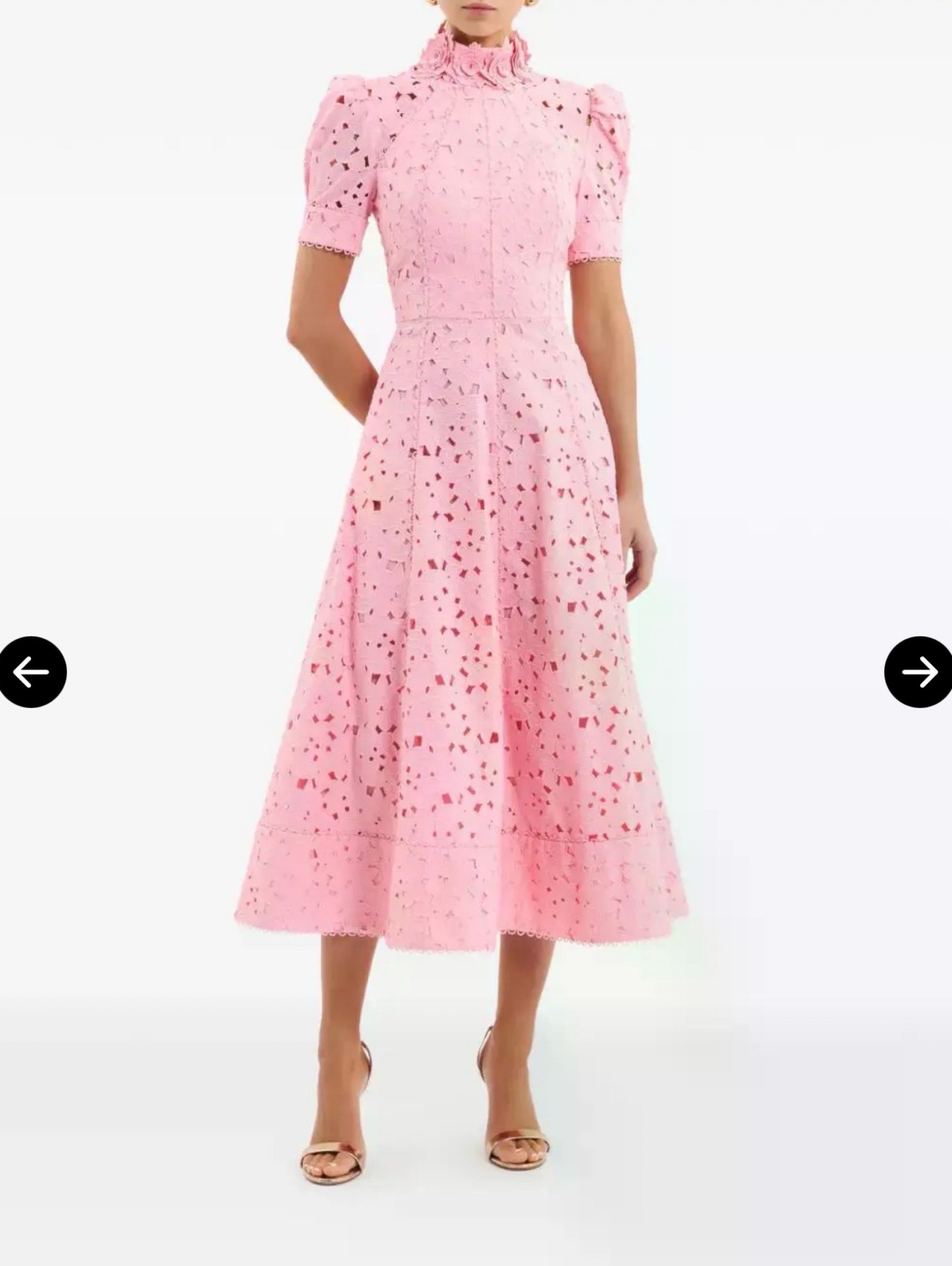 Lotus High Neck Pink Midi Dress