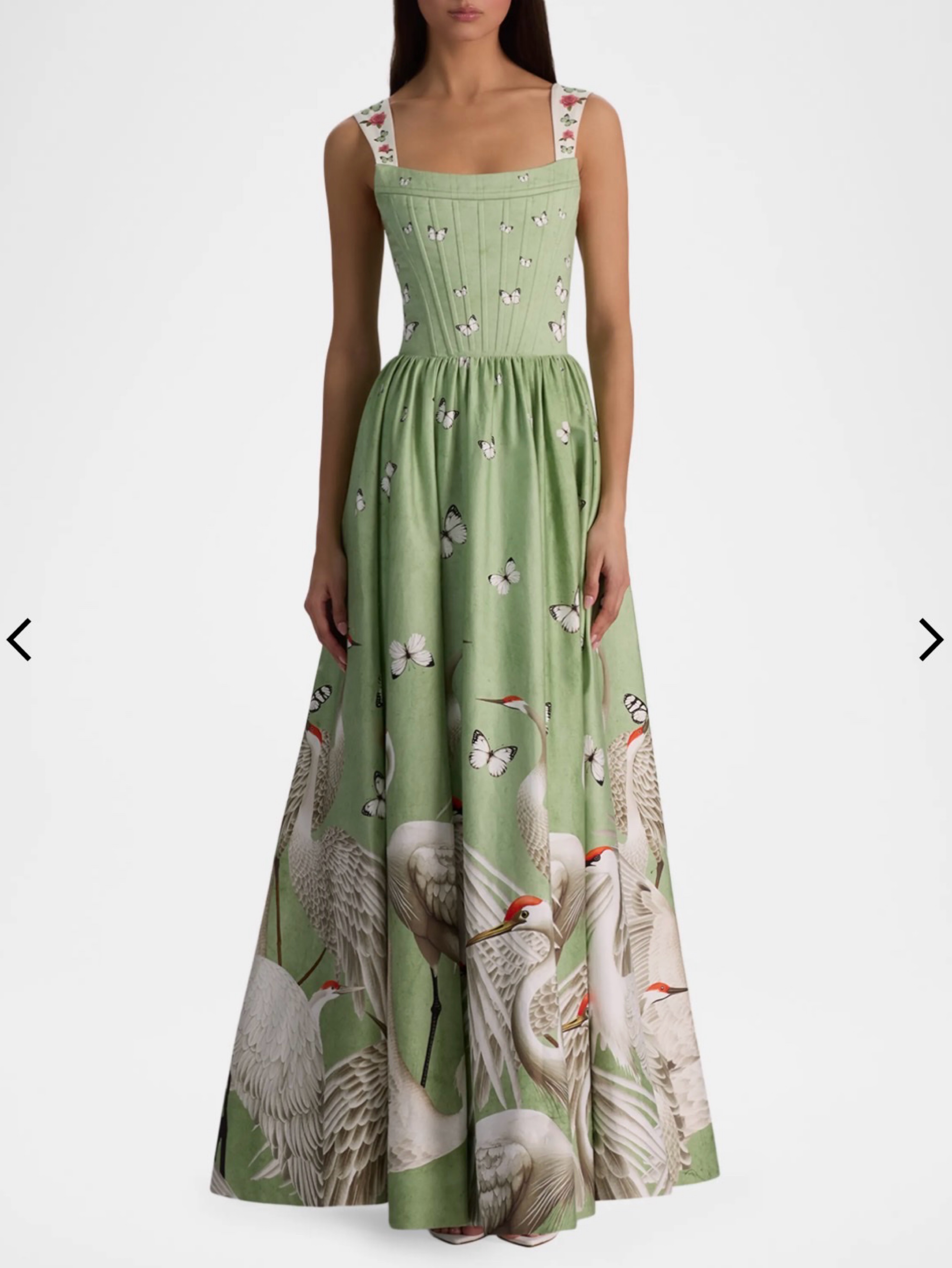 Green Floral Print Cotton Maxi Dress