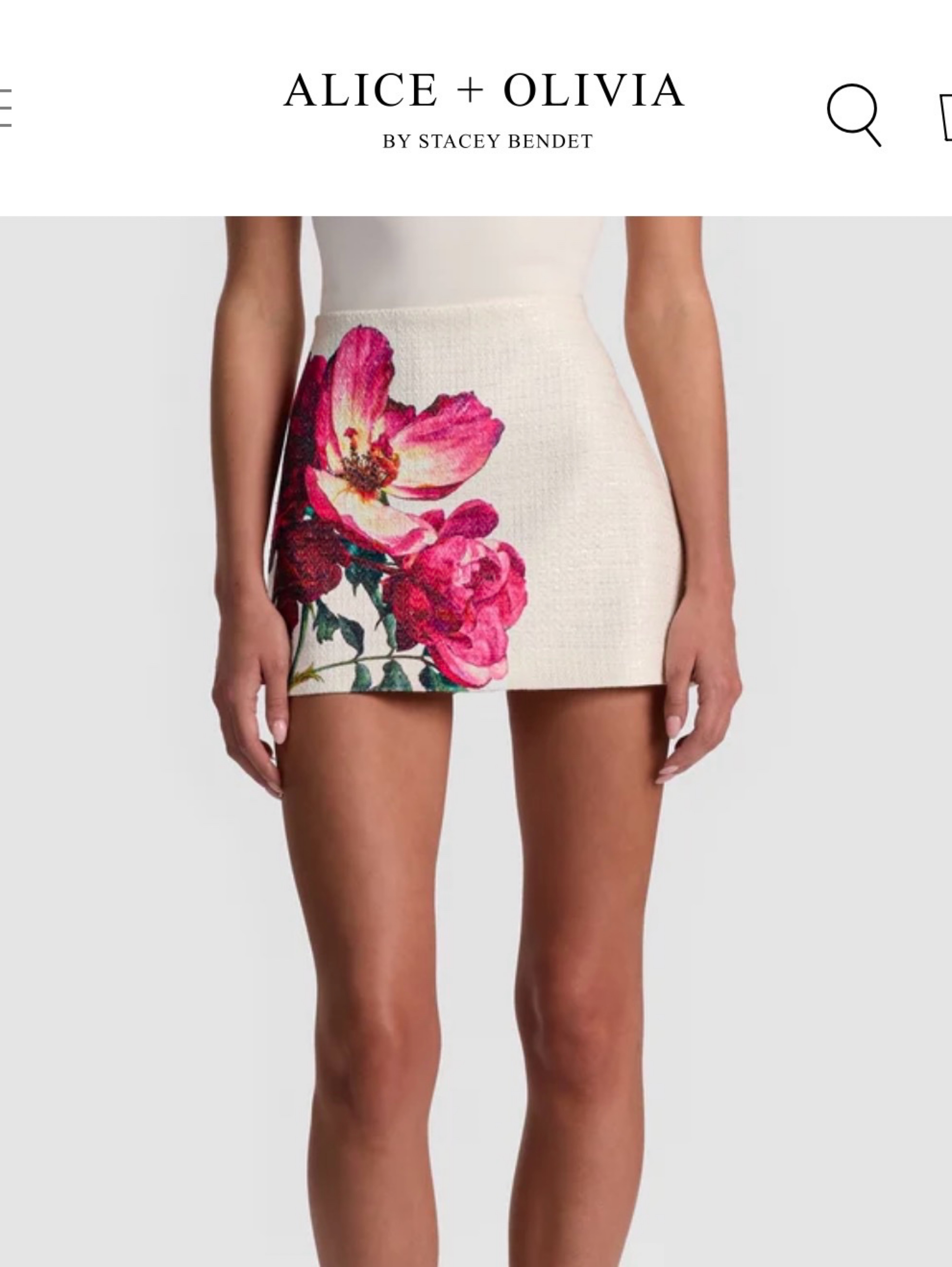 Alice + Olivia Cream Floral Mini Skirt