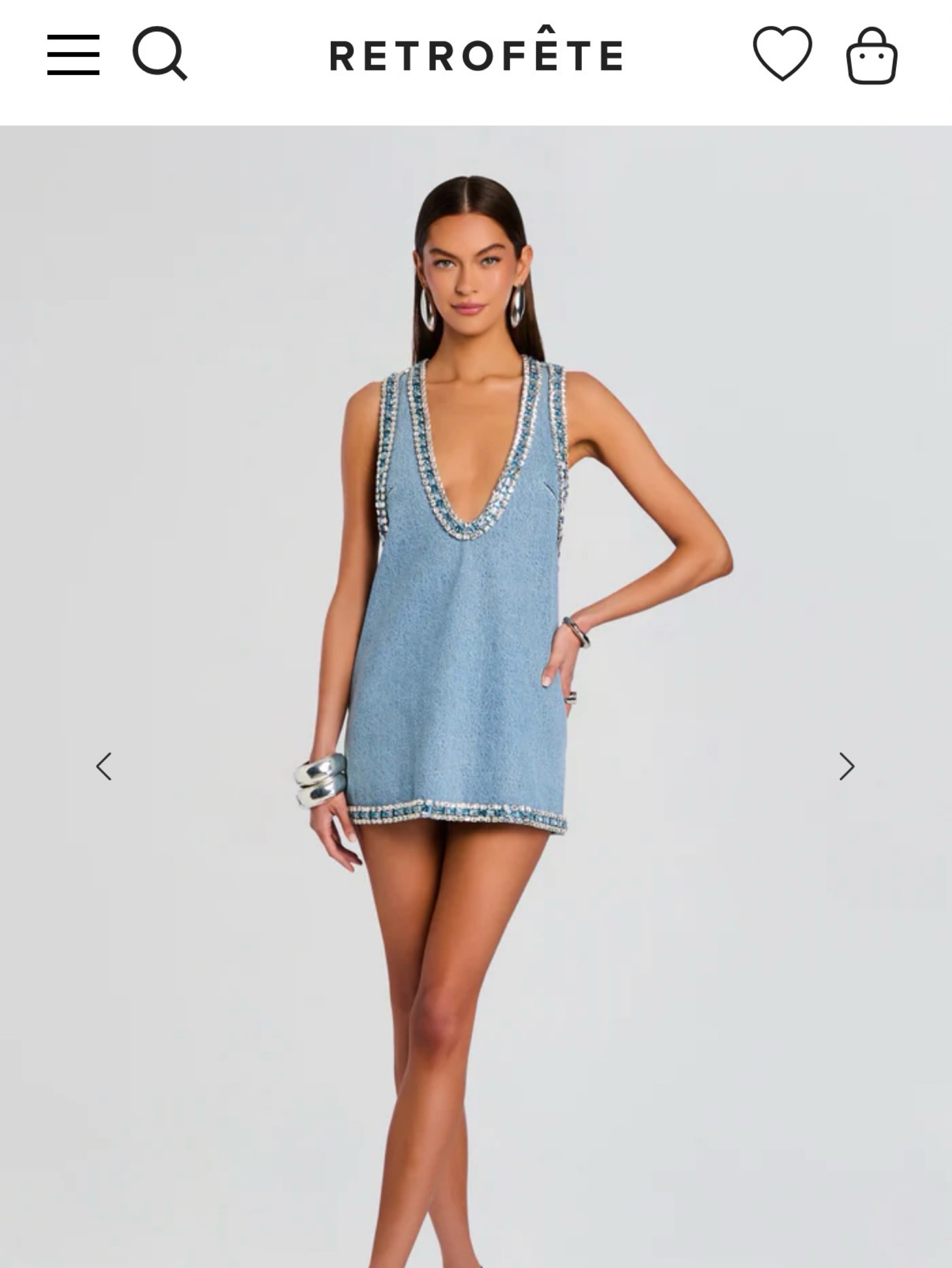 Light Blue Denim Embellished Mini Dress