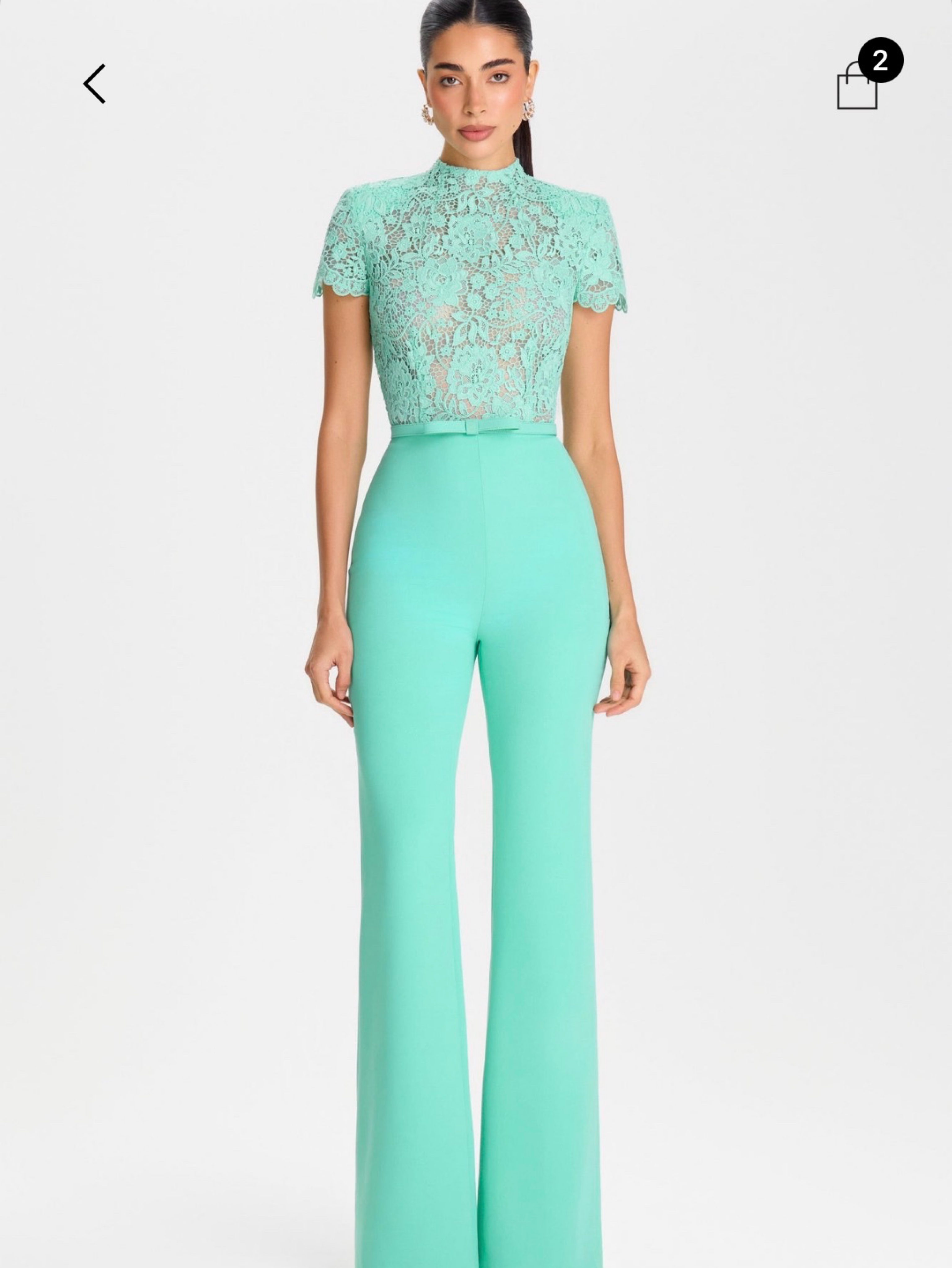 Mint Lace Short Sleeve Jumpsuit
