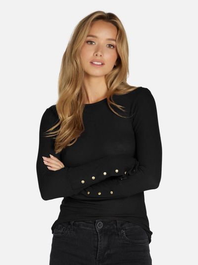 Michael Lauren Sorento Snap Cuff Top Black M by Michael Lauren