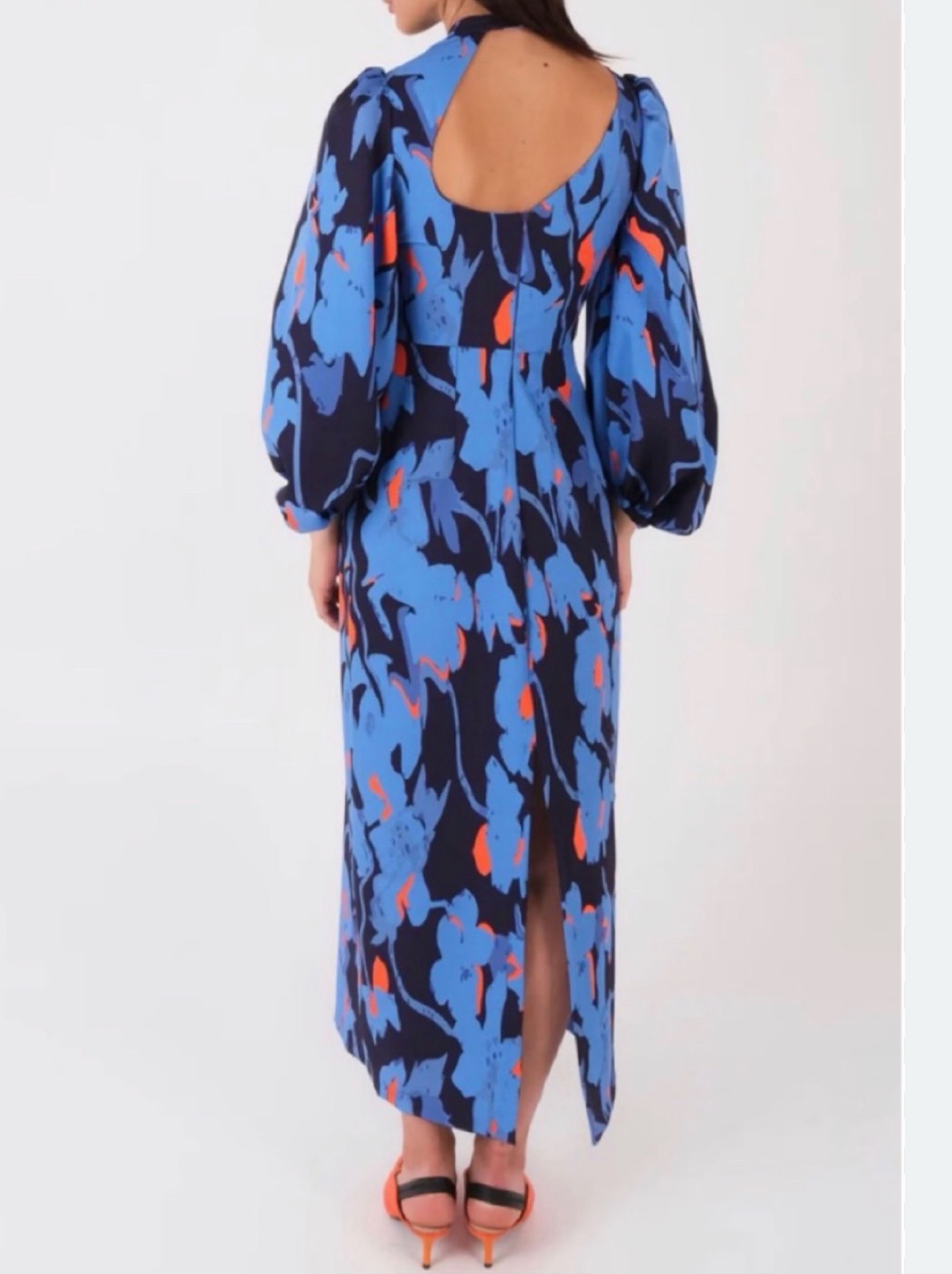 abstract maxi dress with sleeves ASOS DESIGN long sleeve knot detail maxi dress in purple abstract print
