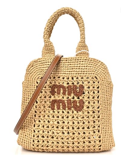 Miu Miu Tan Crochet Knit Tote Bag by Miu Miu | Pickle