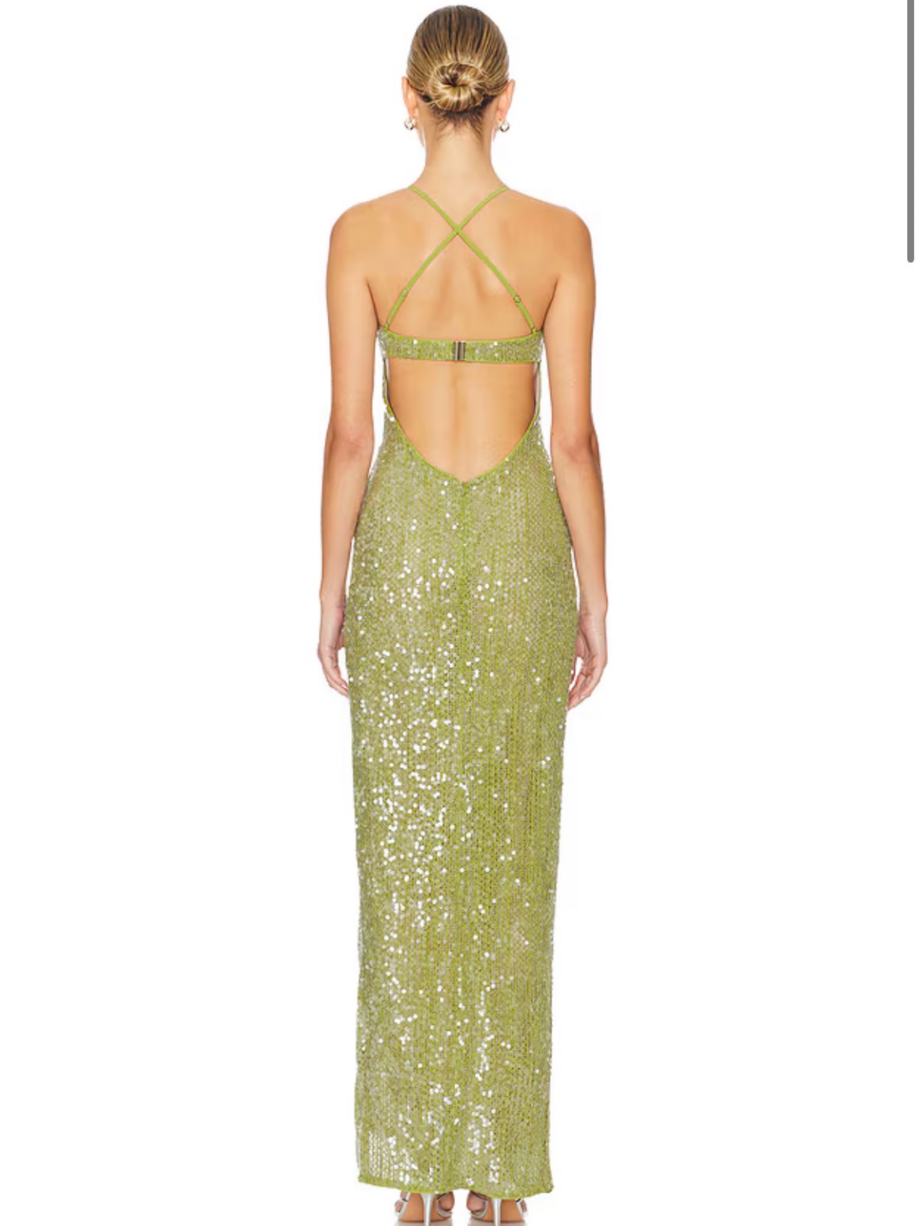 brihante sequin maxi dress in island green Camila Coelho Brihante sequin maxi   Sizes XS, S and M  RRP: $466.71   Rental Price: $130 (includes cleaning and GST)