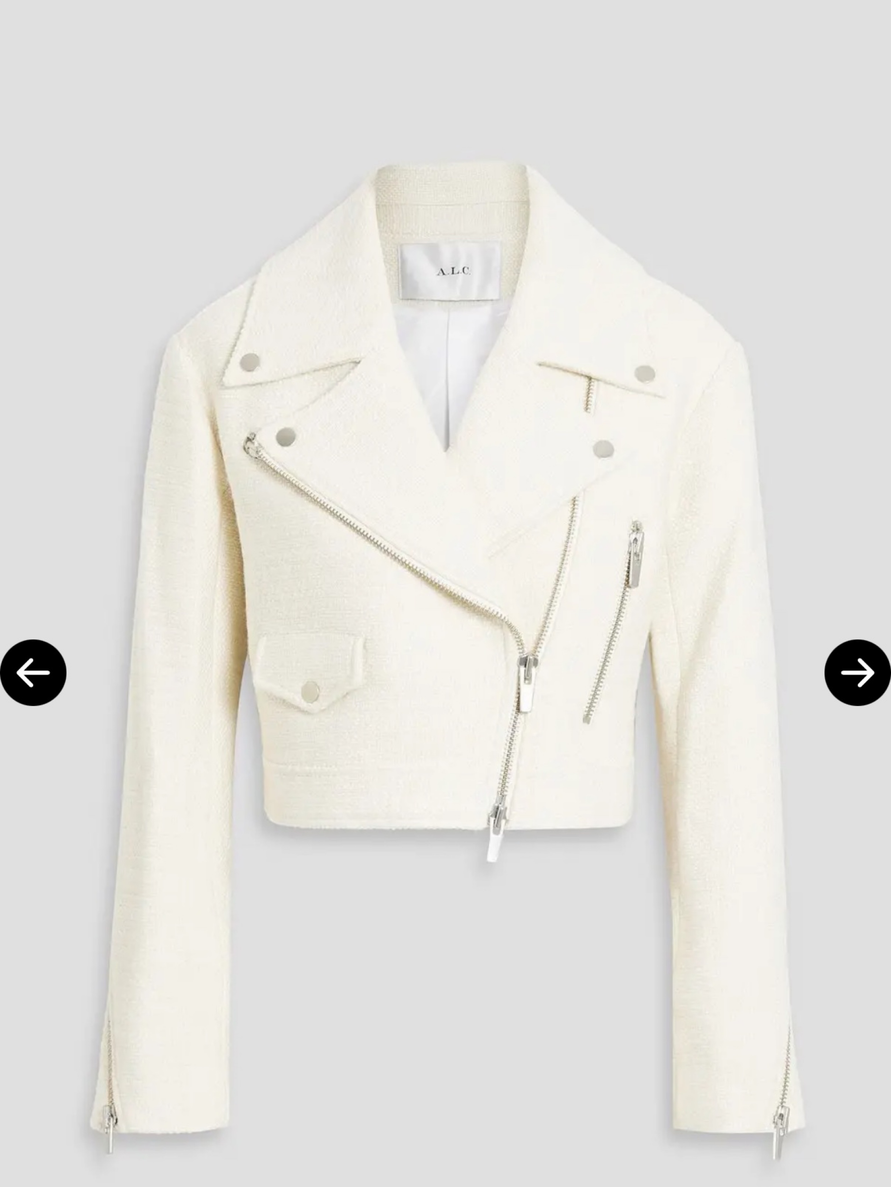 A.L.C. Cream Wool Moto Jacket by A.L.C. - Pickle