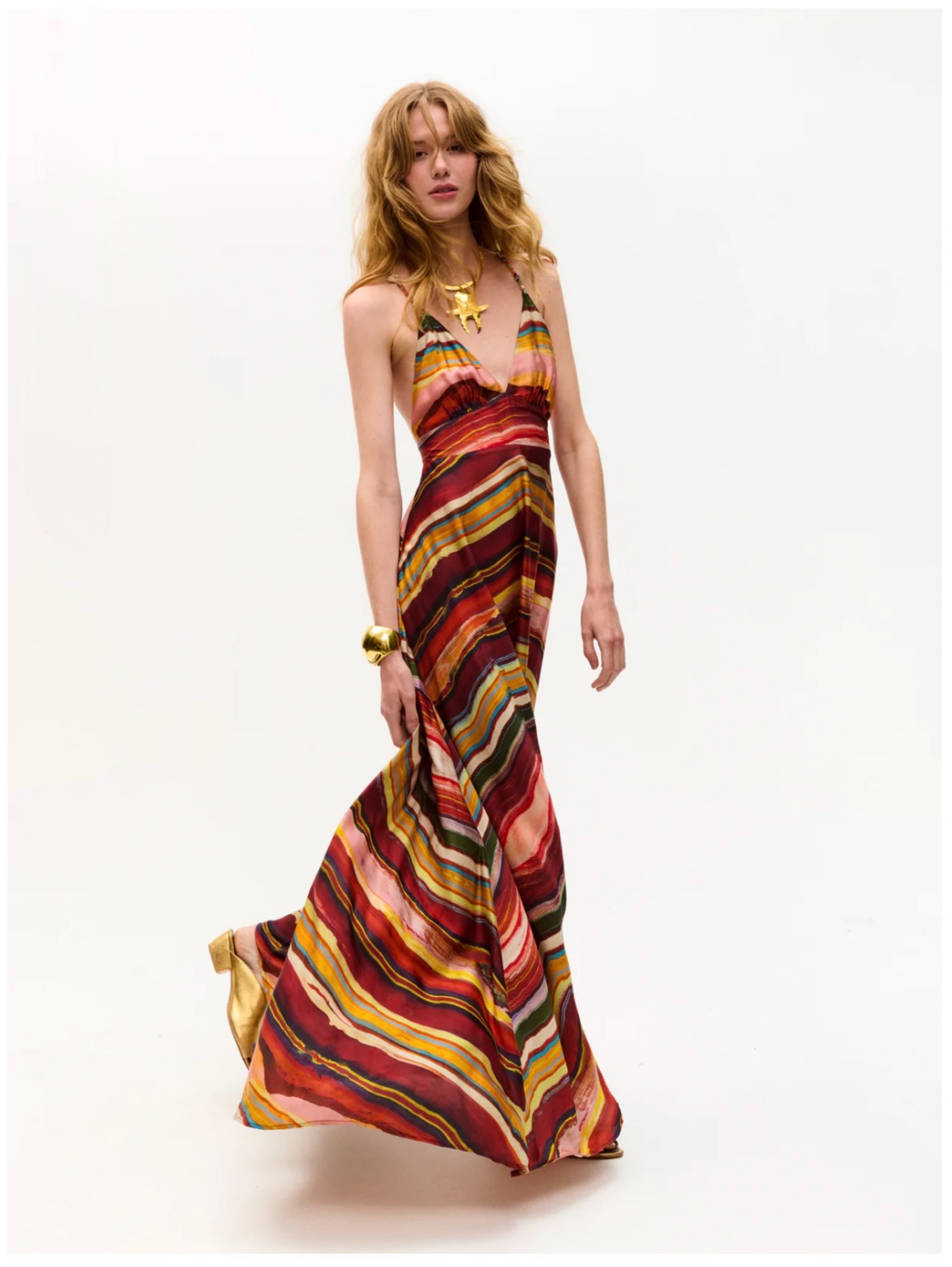 carolina k alex maxi dress Carolina K Star Maxi Dress in Ruby Striped Marble by Carolina K