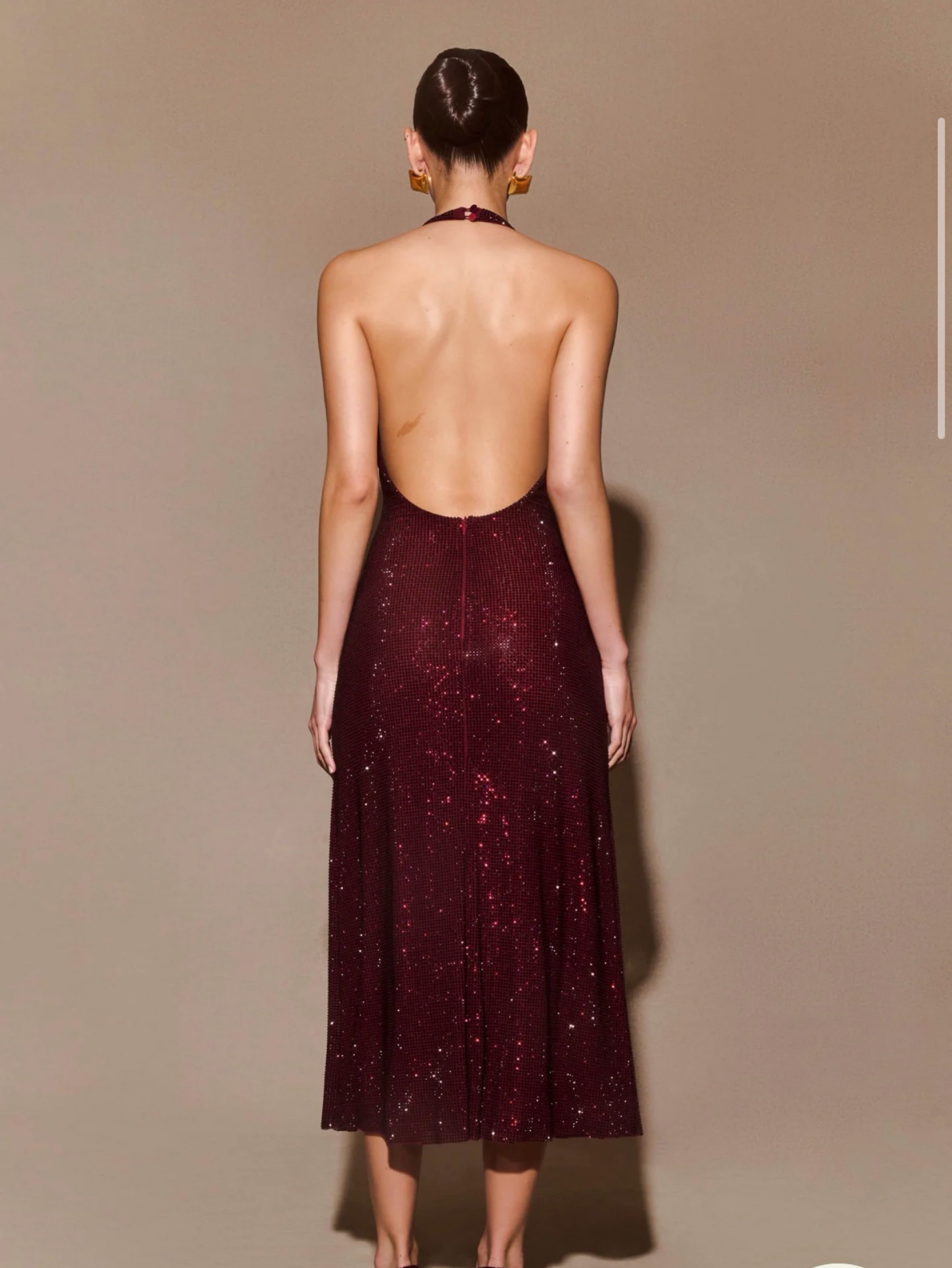 genie diamante halter midi dress Genie Diamante Halter Midi Dress - Mahogany